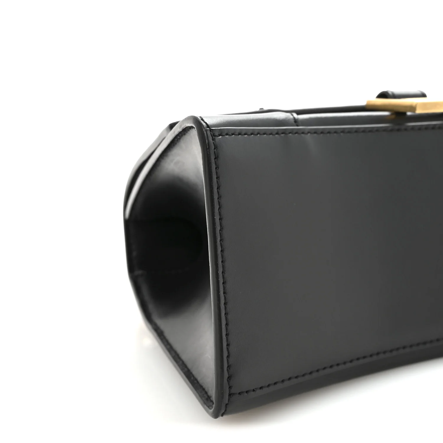 Shiny Box Calfskin Small Hourglass Top Handle Bag Black - Image 8