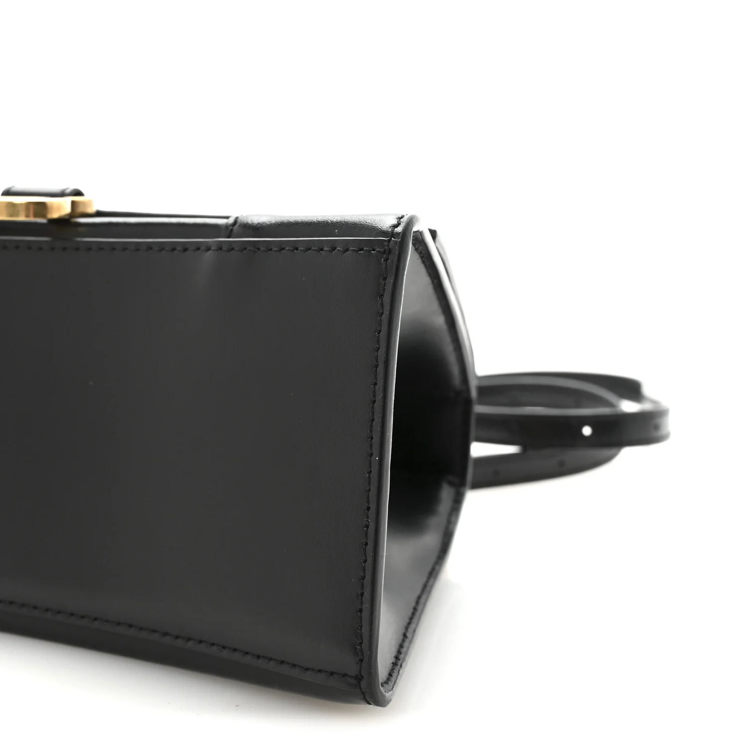Shiny Box Calfskin Small Hourglass Top Handle Bag Black - Image 9