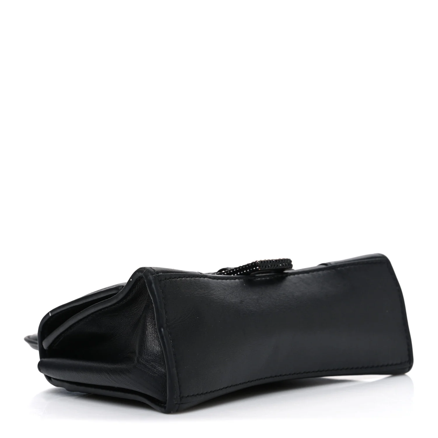 Shiny Box Calfskin Strass Hourglass Top Handle Bag XS Black - Image 4