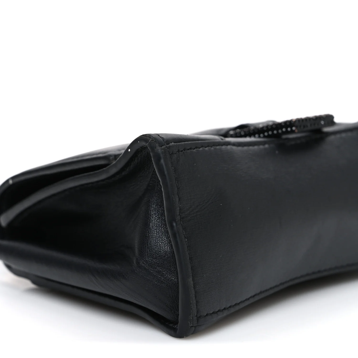 Shiny Box Calfskin Strass Hourglass Top Handle Bag XS Black - Image 9