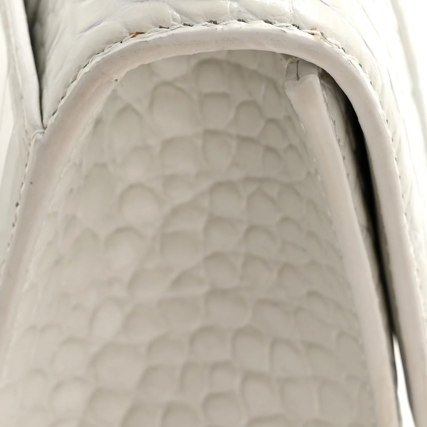 Shiny Calfskin Crocodile Embossed Hourglass Top Handle Bag XS White - Image 13