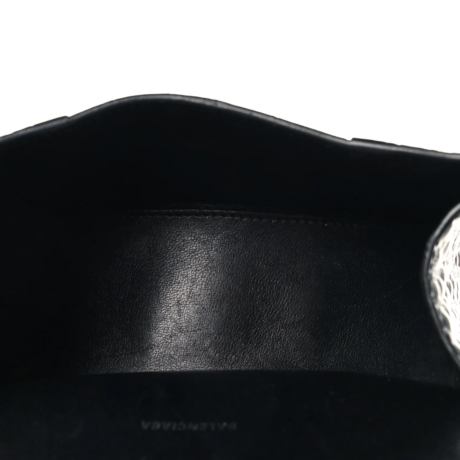 Shiny Calfskin Monochrome Crocodile Embossed Small Hourglass Top Handle Bag Black - Image 4