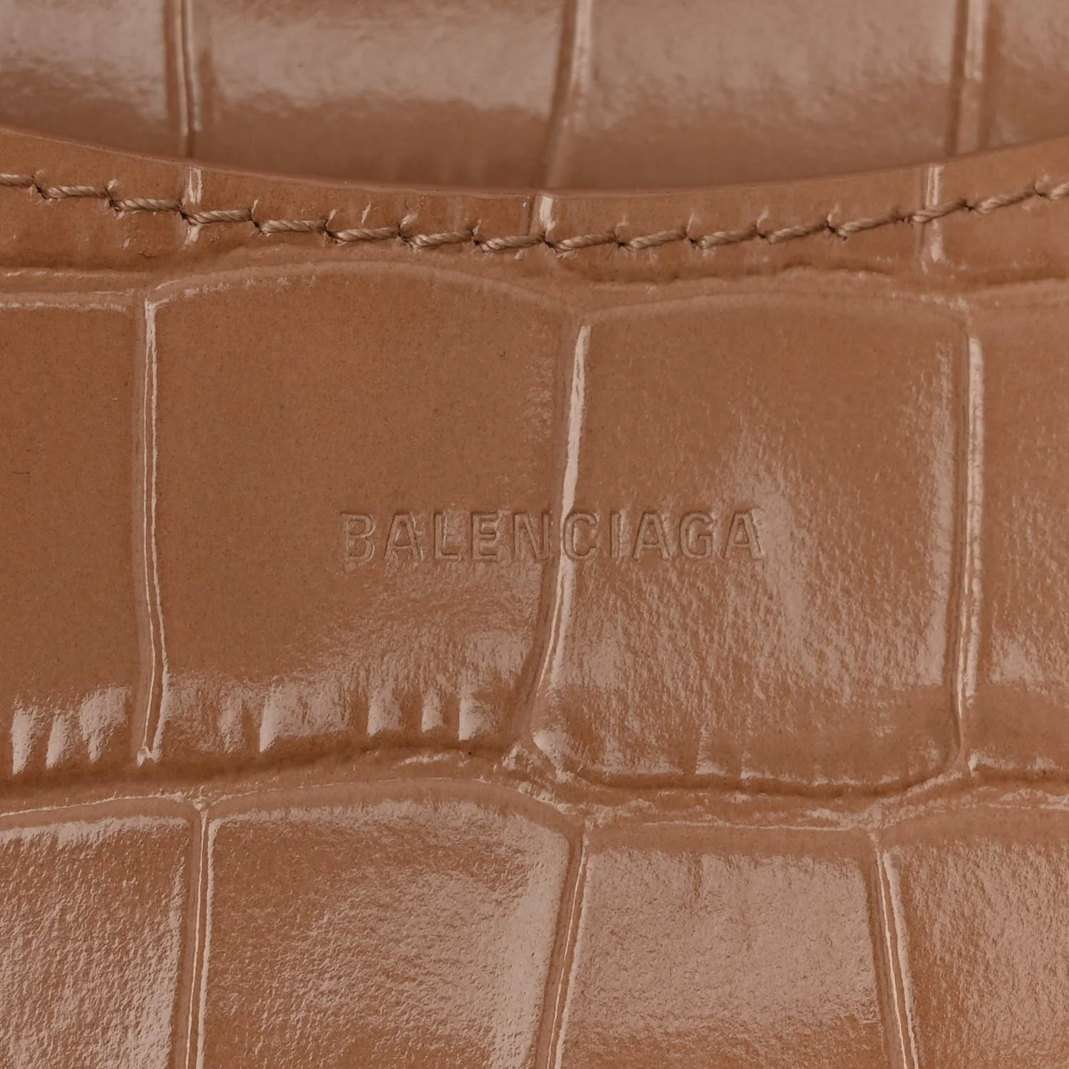Shiny Supple Calfskin Crocodile Embossed Neo Classic Gold Hardware City Nude Beige - Image 6