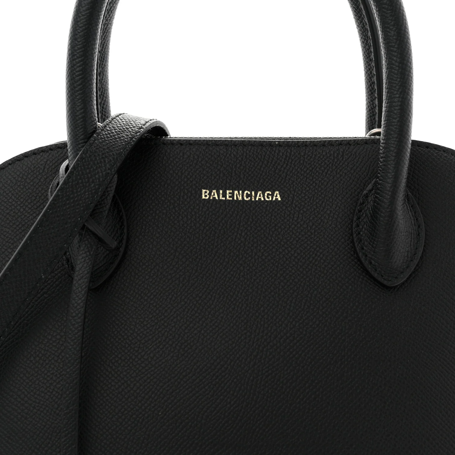 Signature Grained Calfskin Logo S Ville Top Handle Bag Black Rose Shocking - Image 7