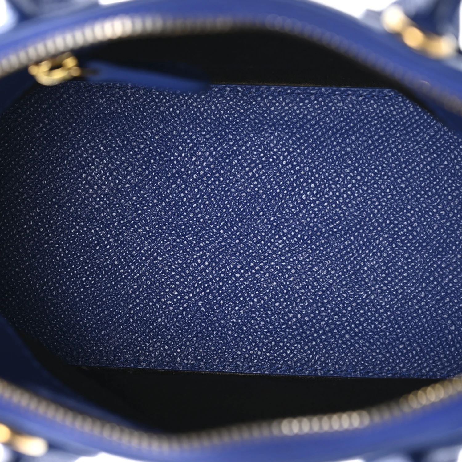 Signature Grained Calfskin Logo XXS Ville Top Handle Bag Bleu Roi White - Image 5
