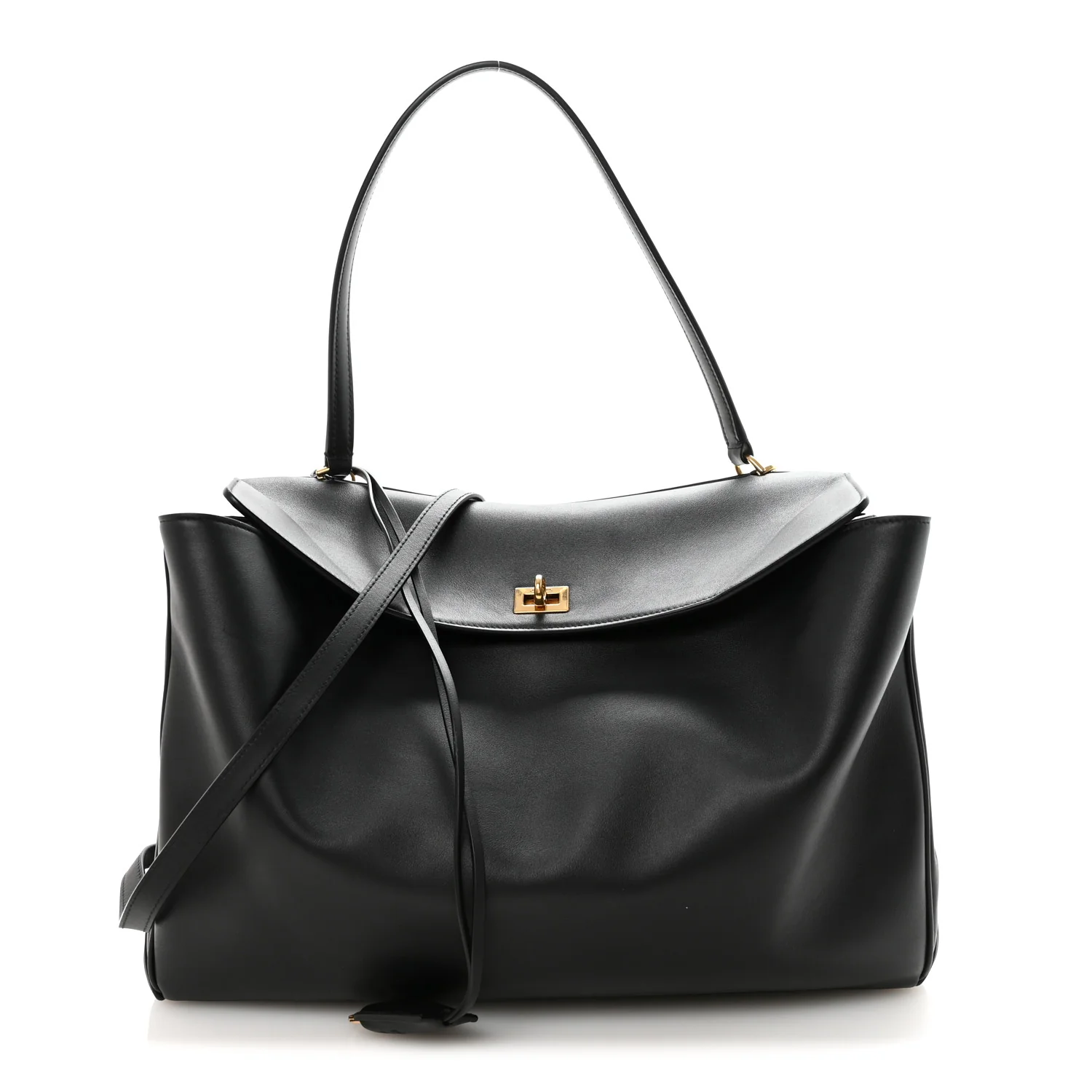 Smooth Calfskin Large Rodeo Top Handle Handbag Black