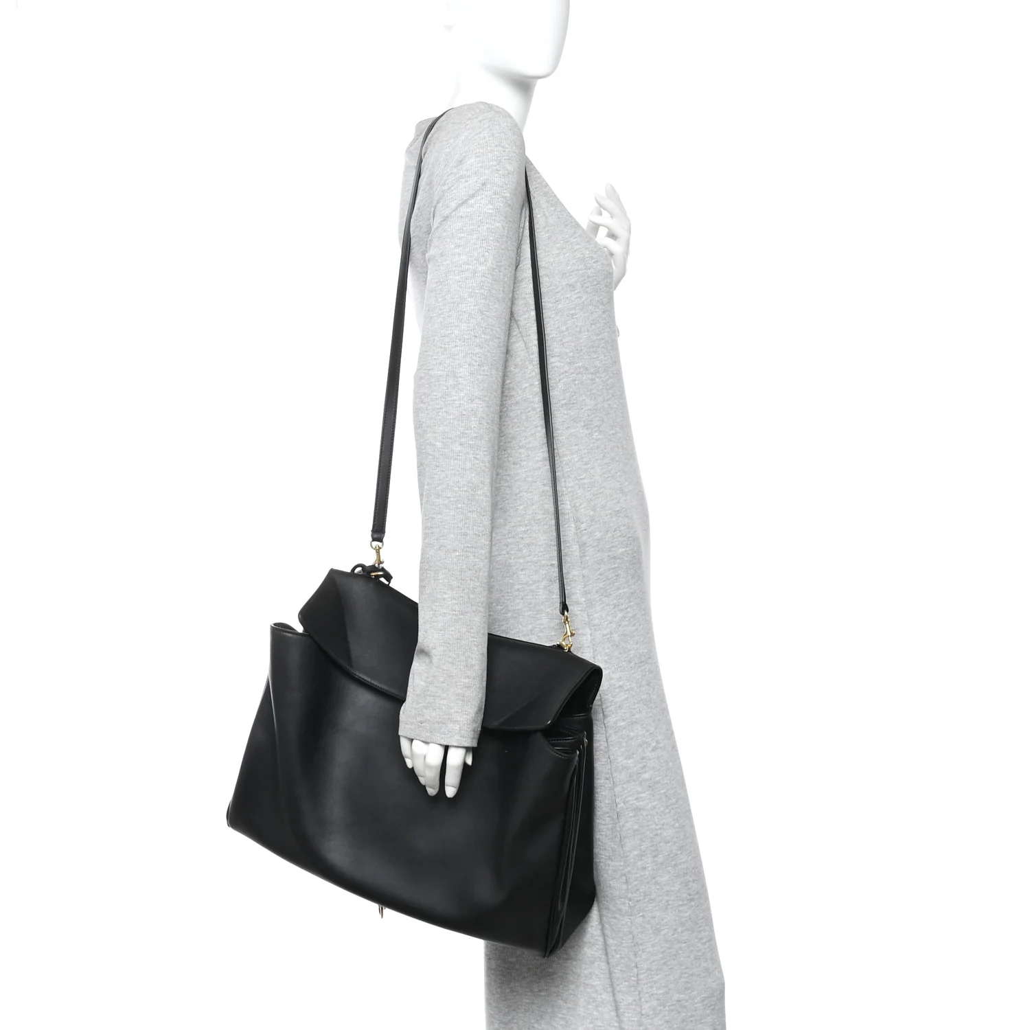 Smooth Calfskin Large Rodeo Top Handle Handbag Black - Image 2