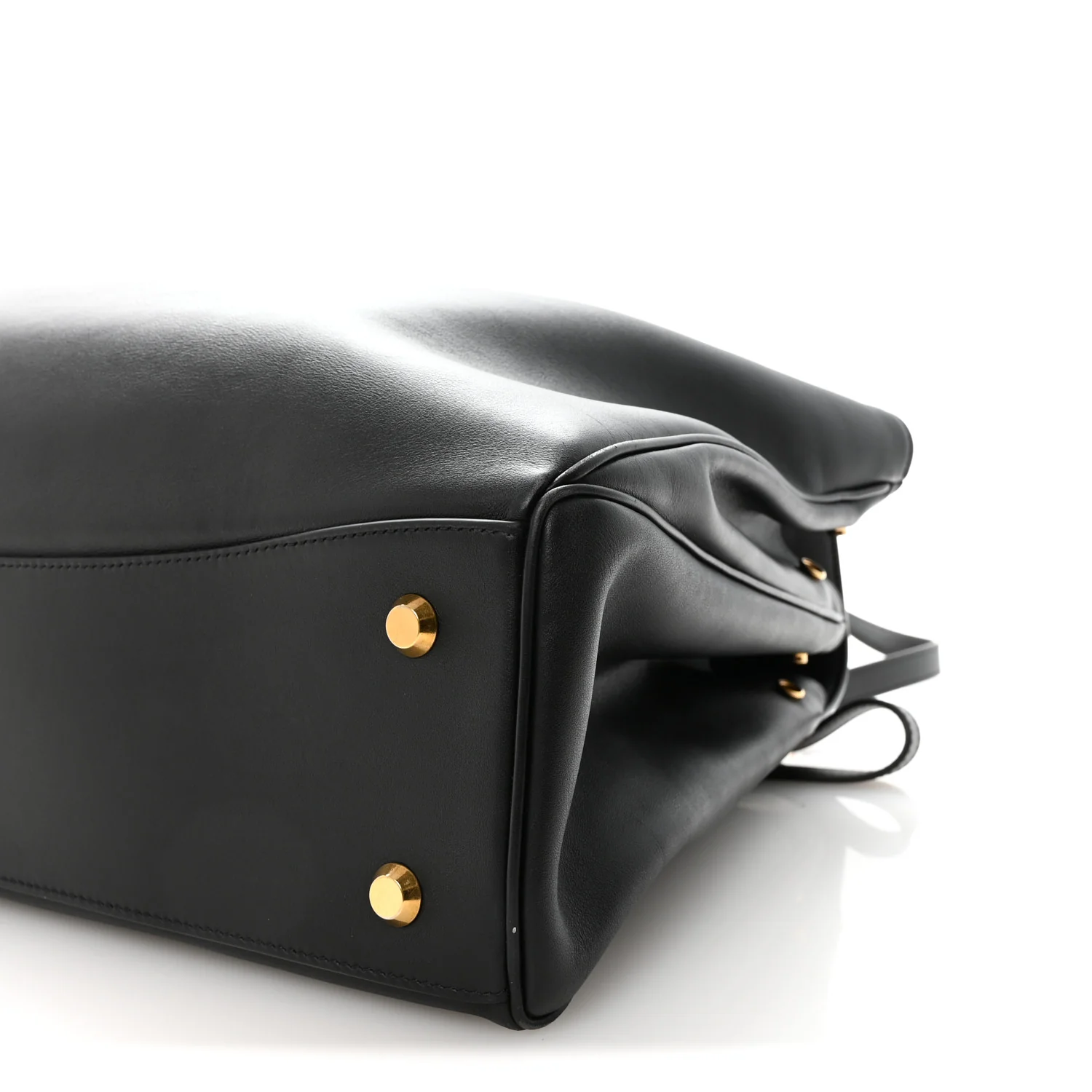 Smooth Calfskin Large Rodeo Top Handle Handbag Black - Image 9