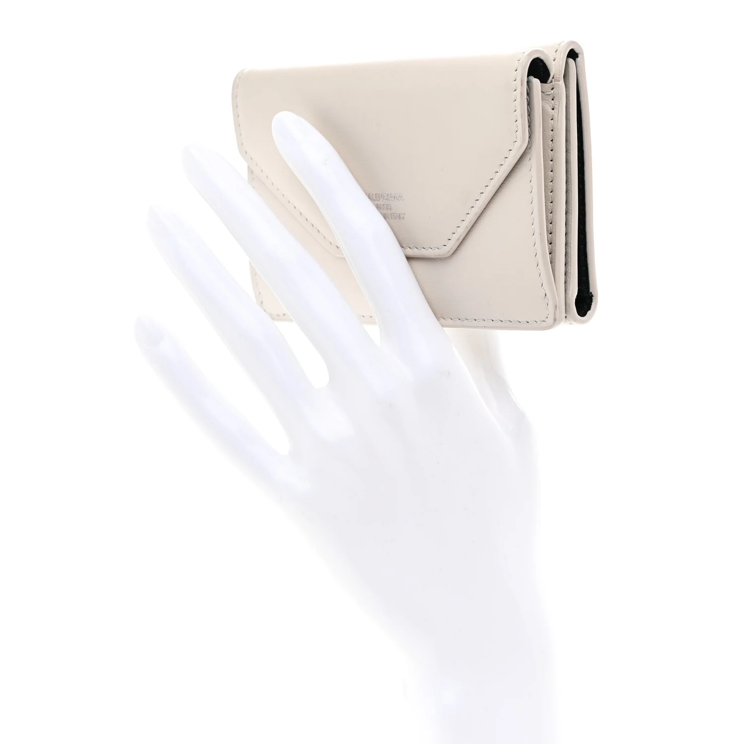 Smooth Calfskin Logo Envelope Compact Wallet White - Image 2