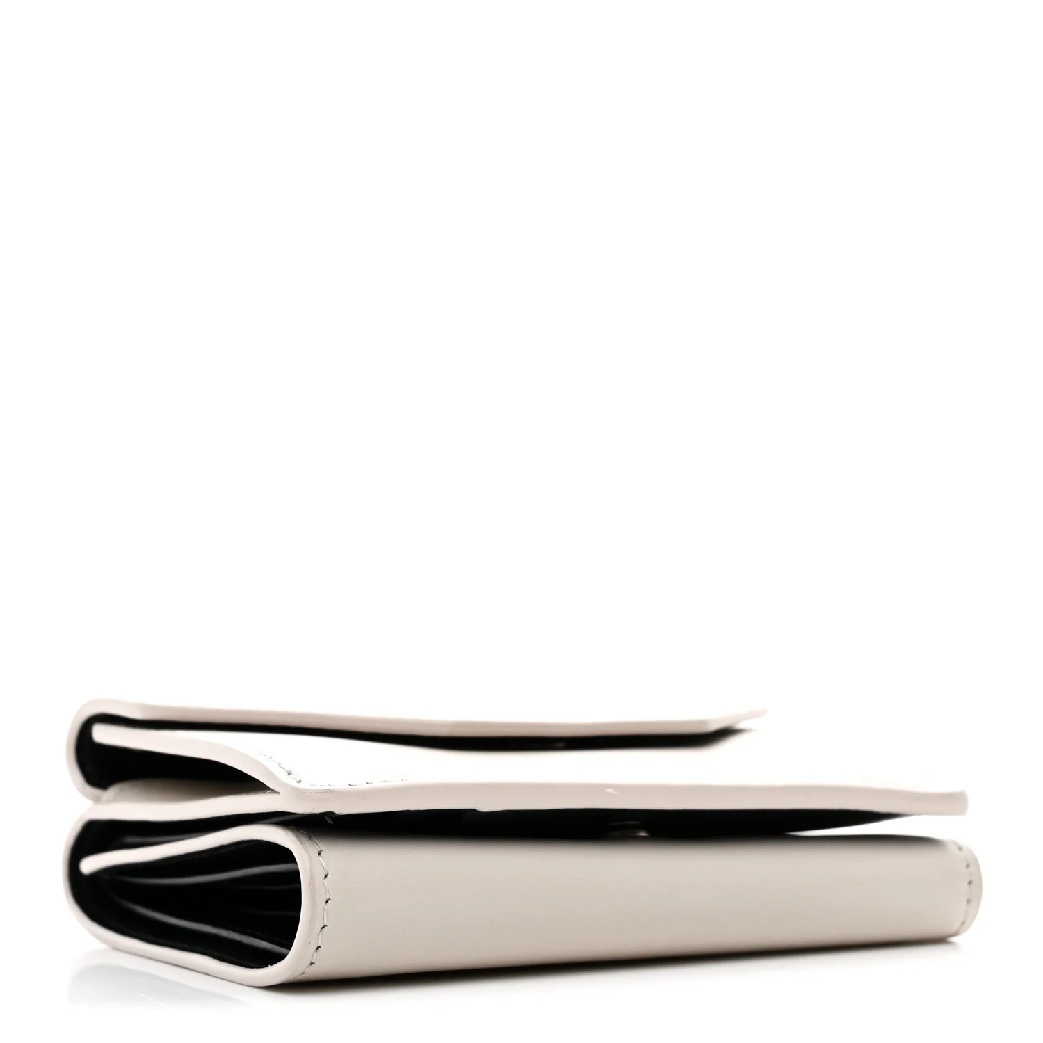 Smooth Calfskin Logo Envelope Compact Wallet White - Image 4