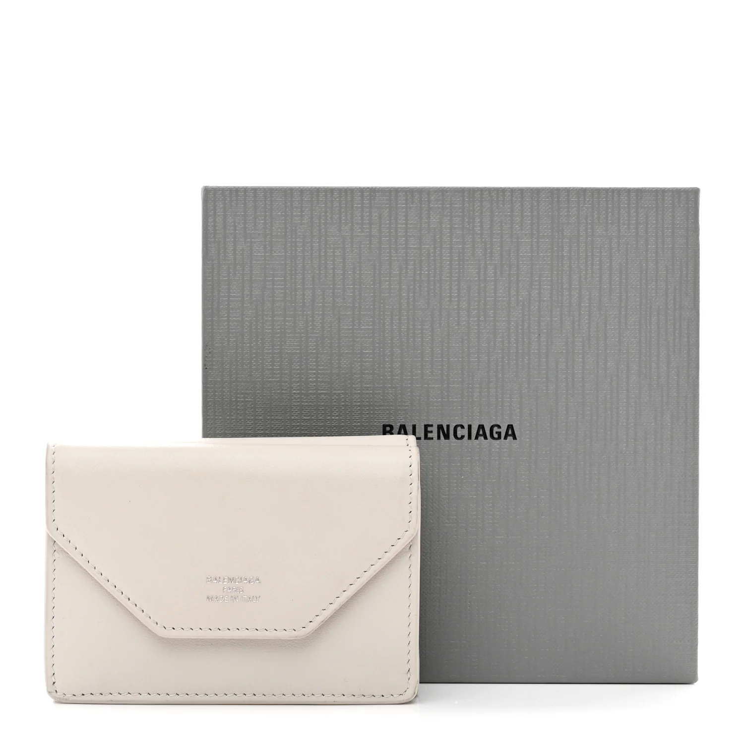 Smooth Calfskin Logo Envelope Compact Wallet White - Image 8