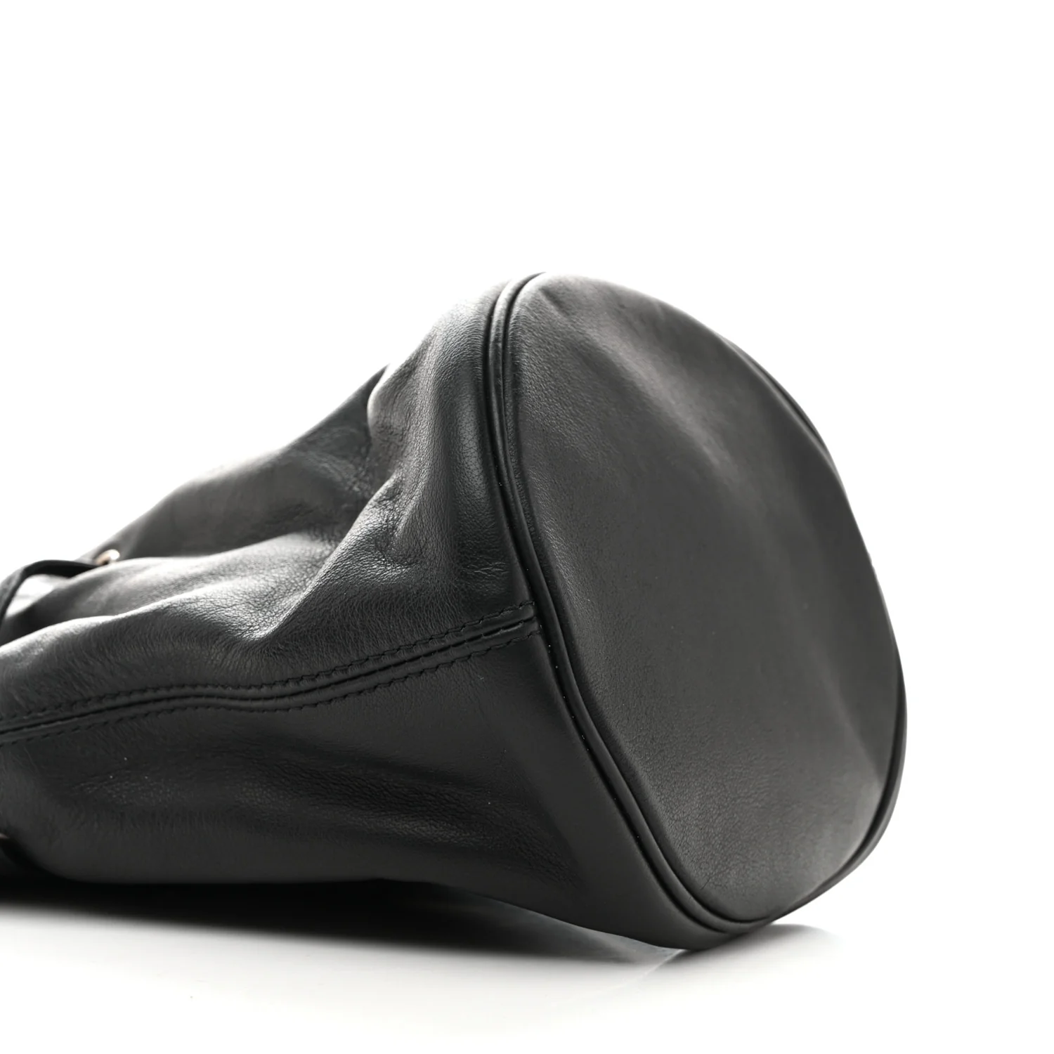 Smooth Calfskin Logo XS Everyday Drawstring Bucket Bag Black - Image 10