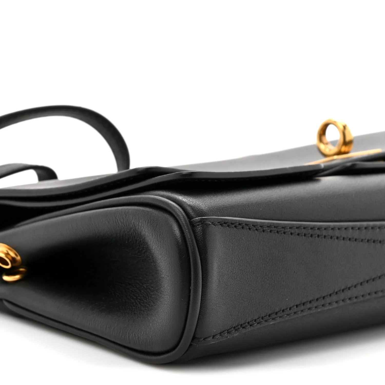 Smooth Calfskin Small Bel Air Clutch On Strap Black - Image 11