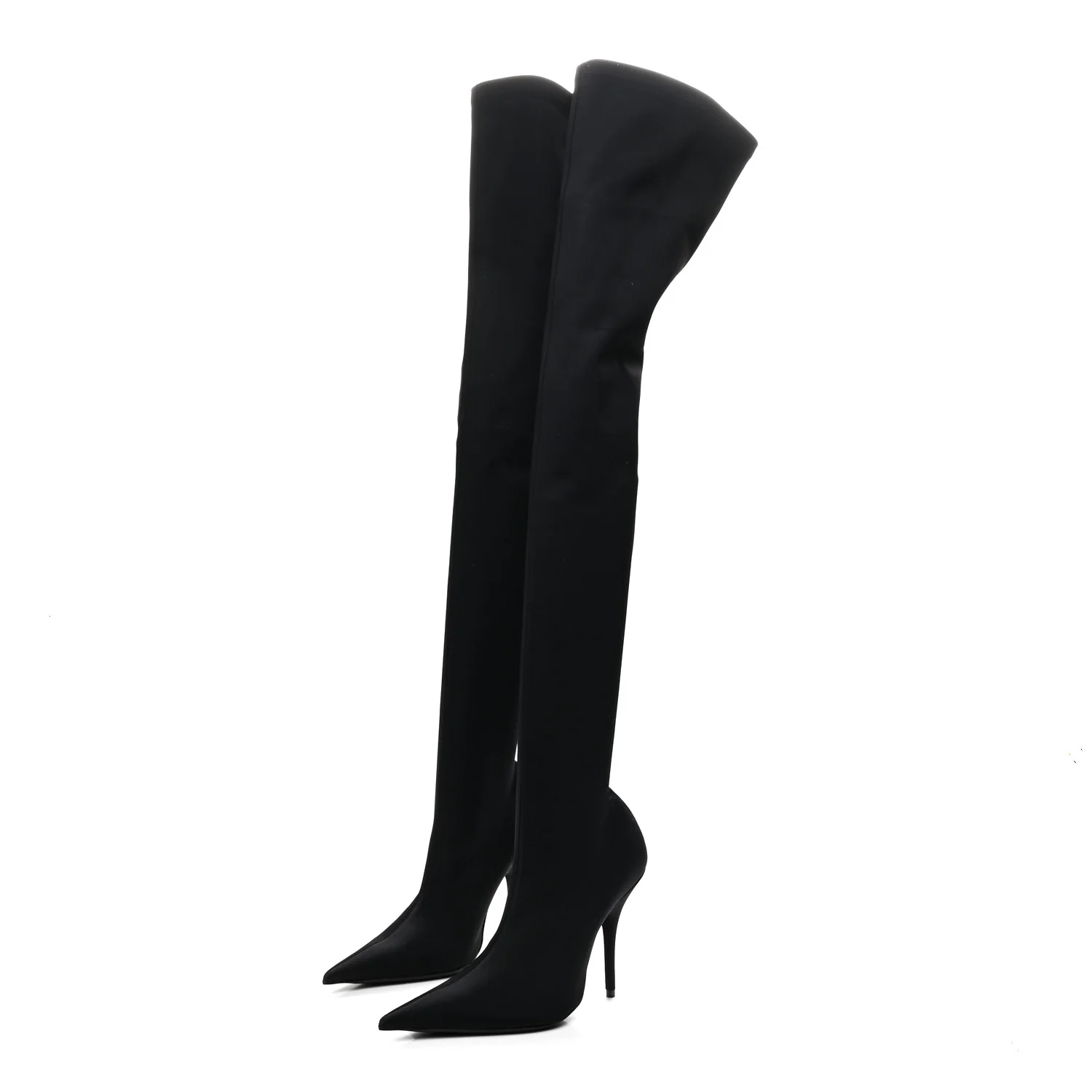 Spandex Pointed Toe Knife 110mm Thigh High Boots 35 Black - Image 3