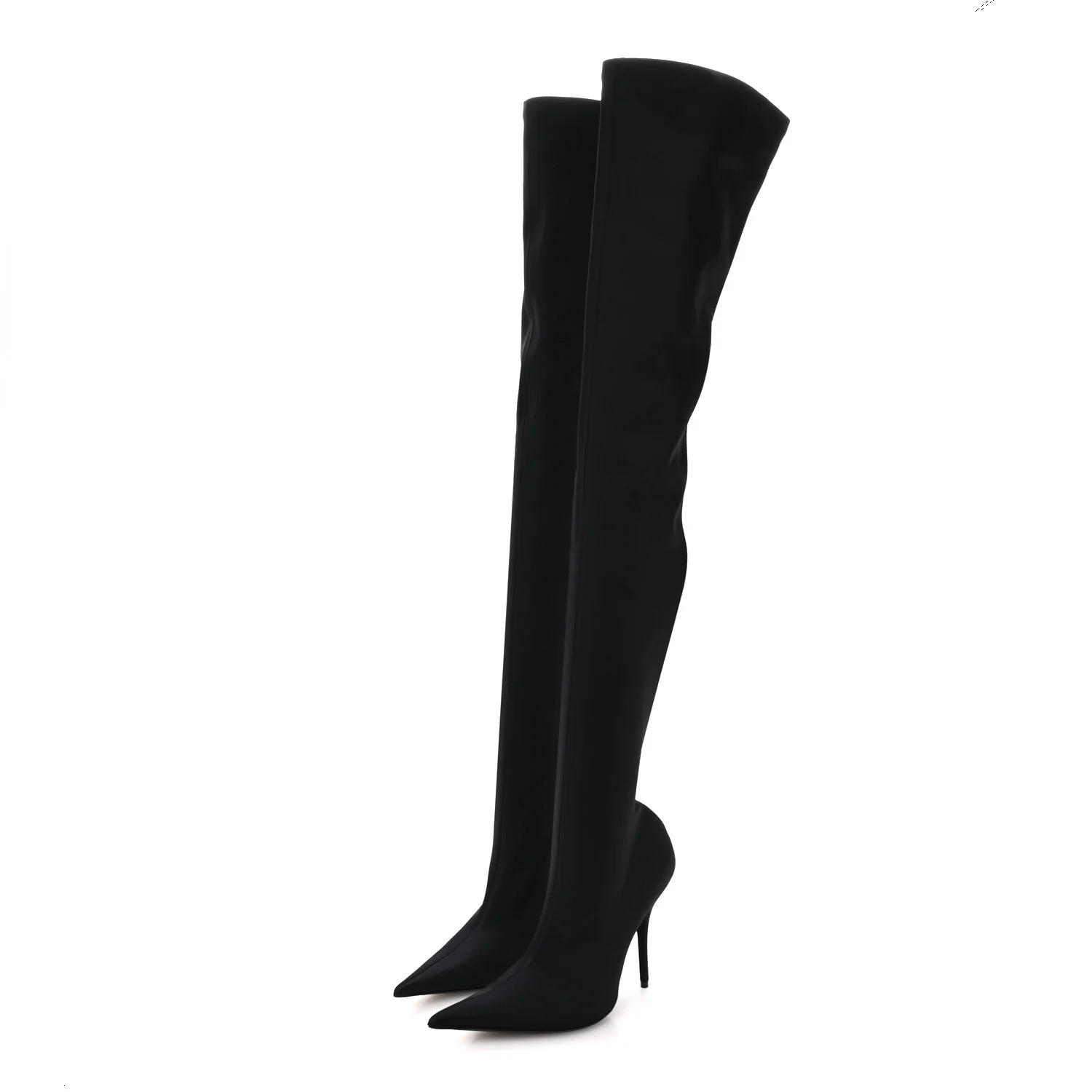 Spandex Pointed Toe Knife 110MM Thigh High Boots 38 Black - Image 4