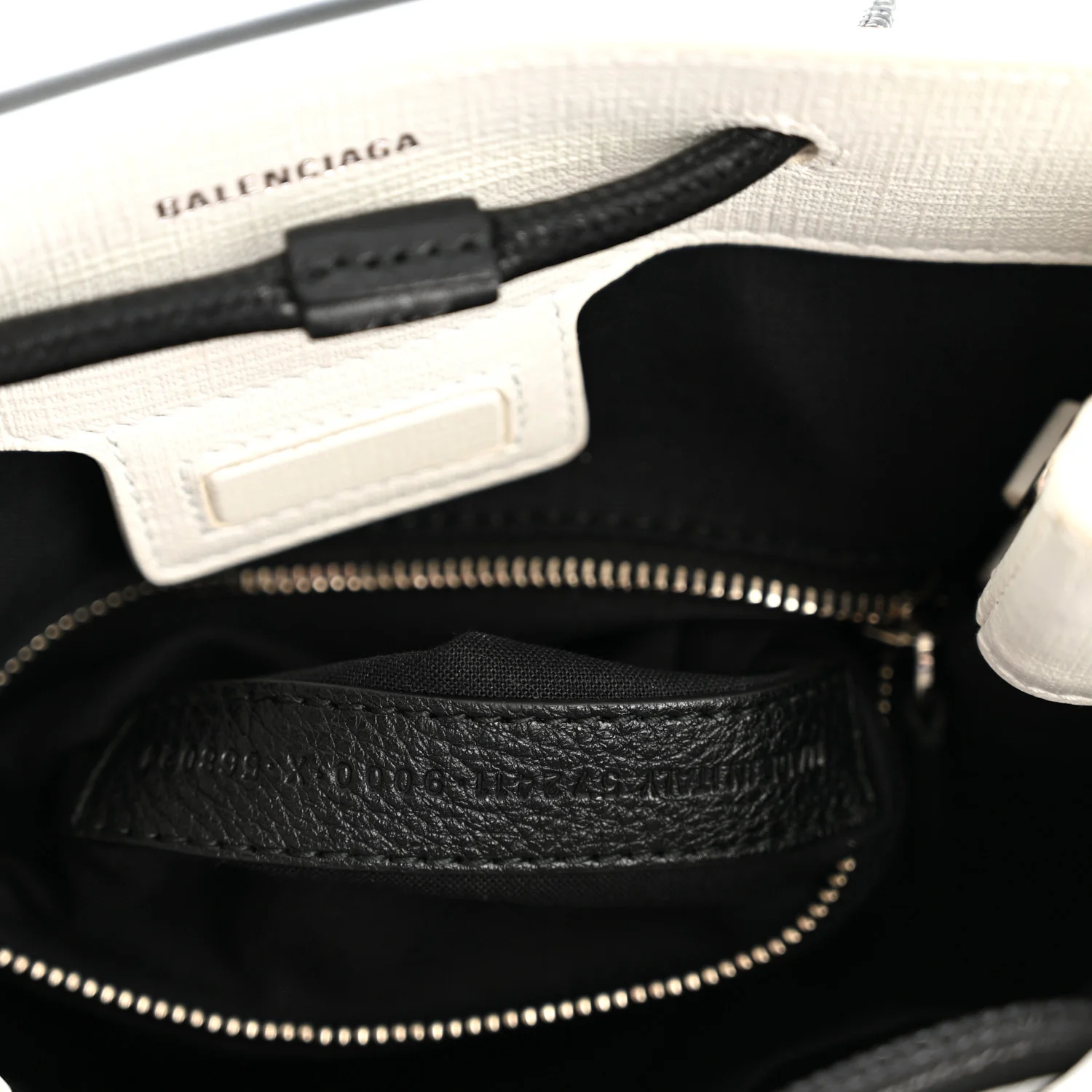 Squared Calfskin Logo North South Shopper Tote XXS White - Image 7
