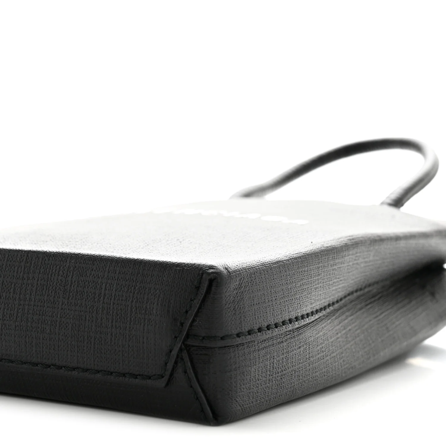 Squared Calfskin Logo Shopping Phone Holder Bag Black - Image 10