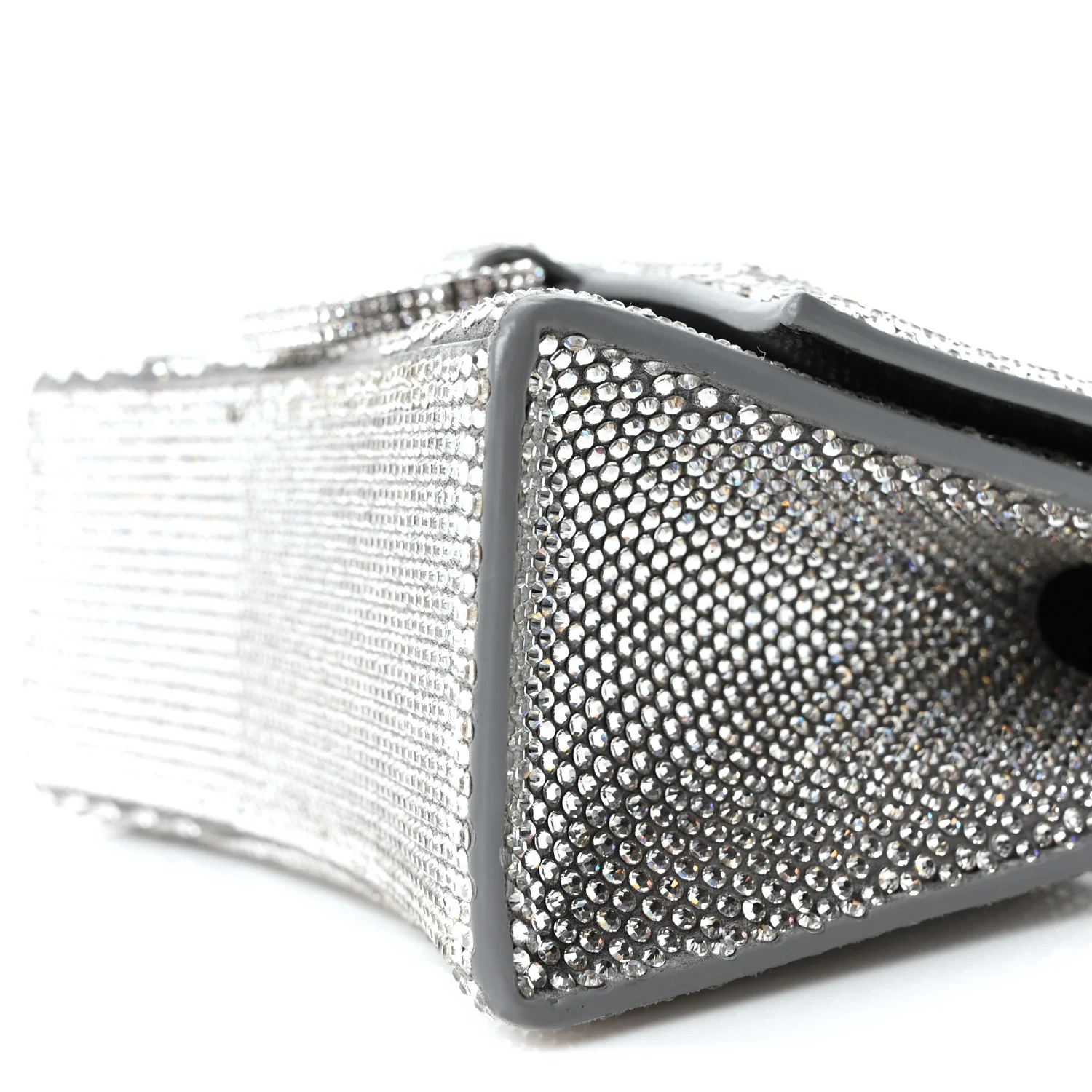 Strass Suede Hourglass Top Handle Bag XS Smoke Grey Crystal - Image 9