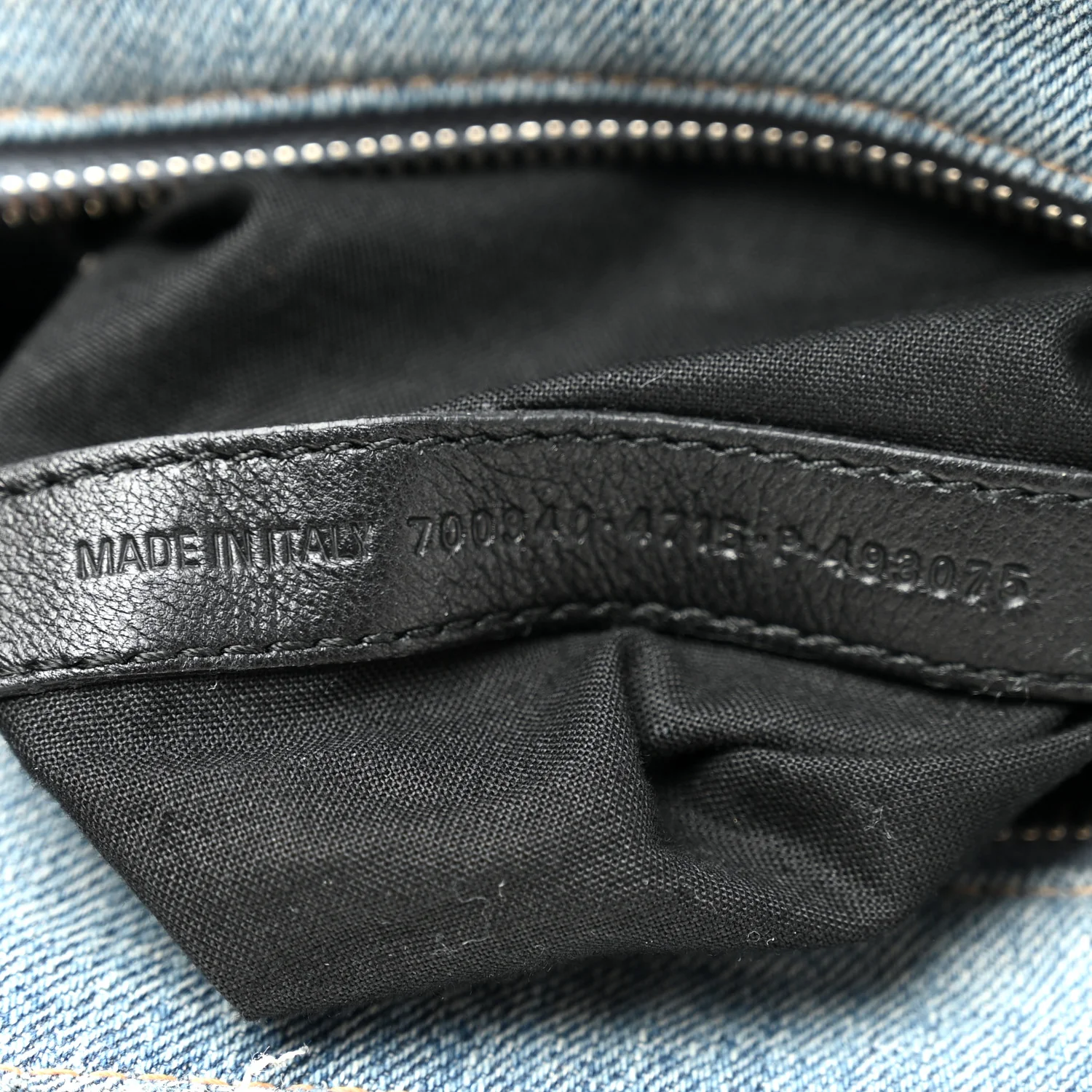 Washed Frayed Denim Crystal Neo Cagole Handbag XS Blue - Image 8