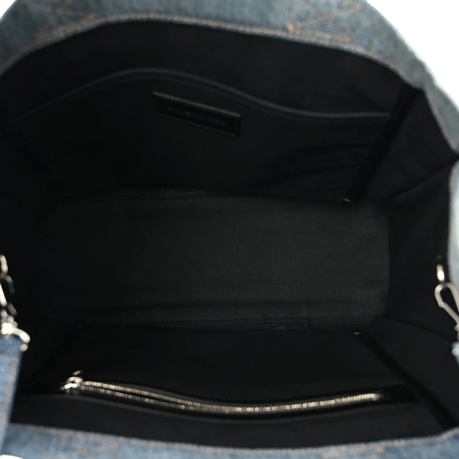 Washed Frayed Denim Logo Medium Hardware Tote Blue - Image 5