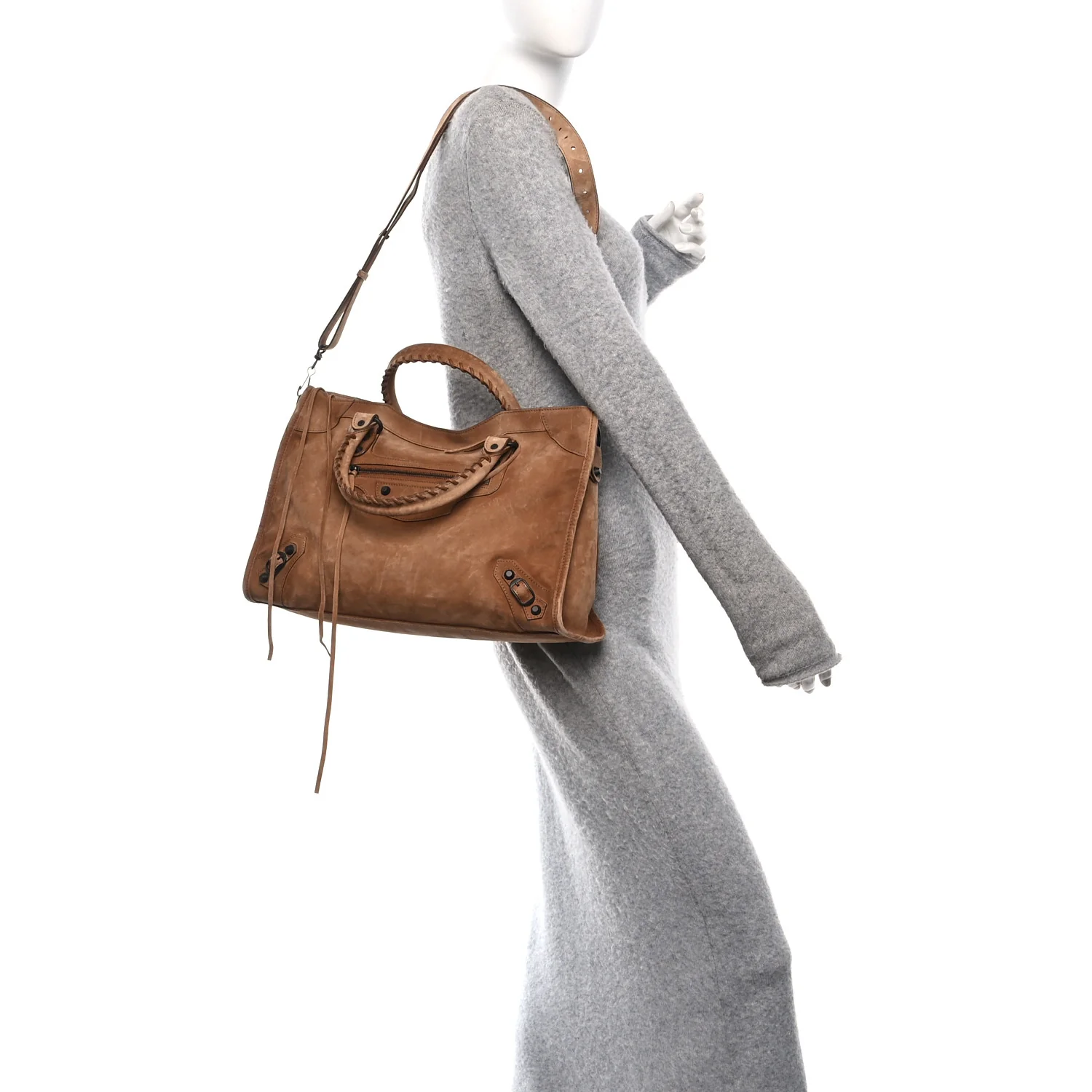 Waxed Suede Calfskin Classic Hardware Medium Le City Camel - Image 2