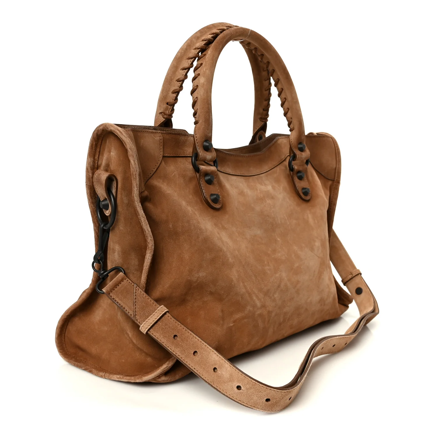 Waxed Suede Calfskin Classic Hardware Medium Le City Camel - Image 3