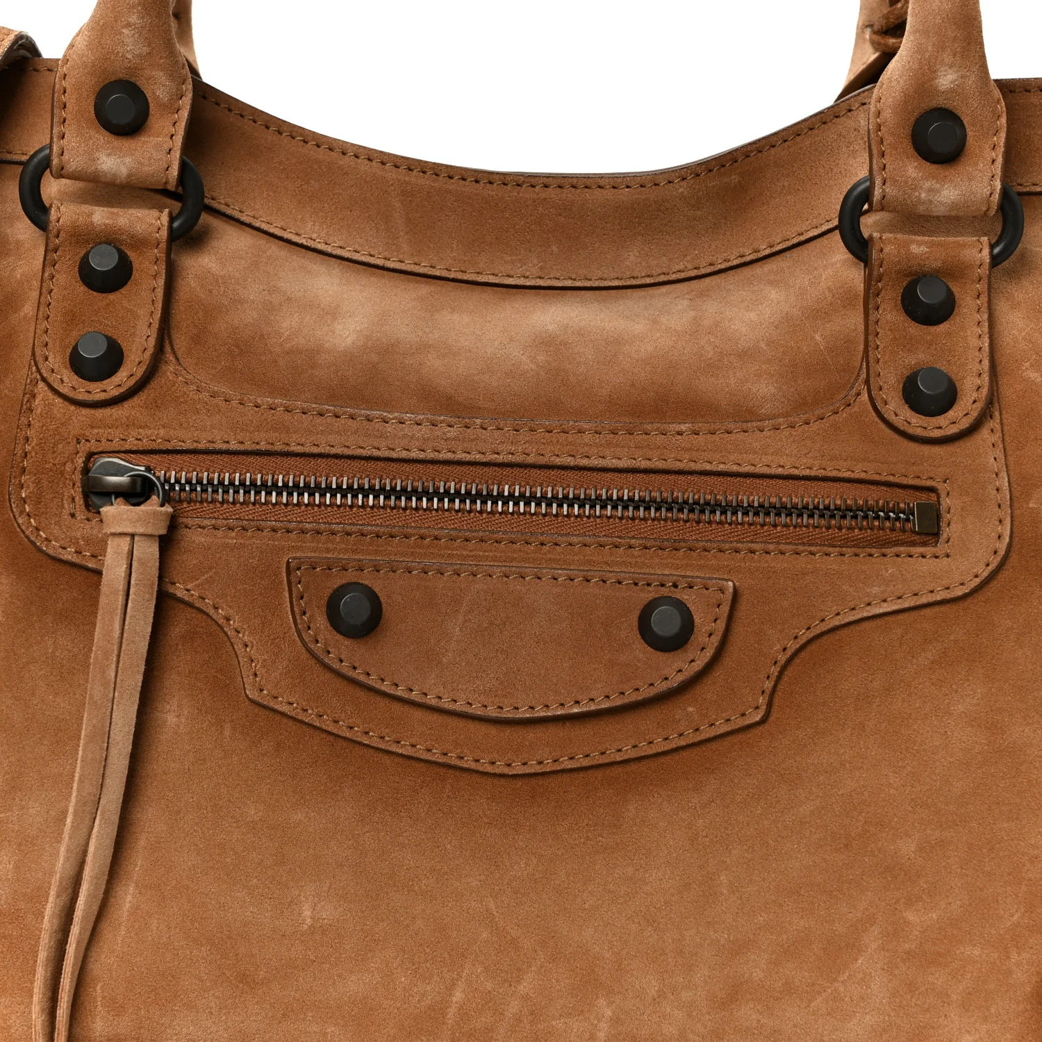 Waxed Suede Calfskin Classic Hardware Medium Le City Camel - Image 8