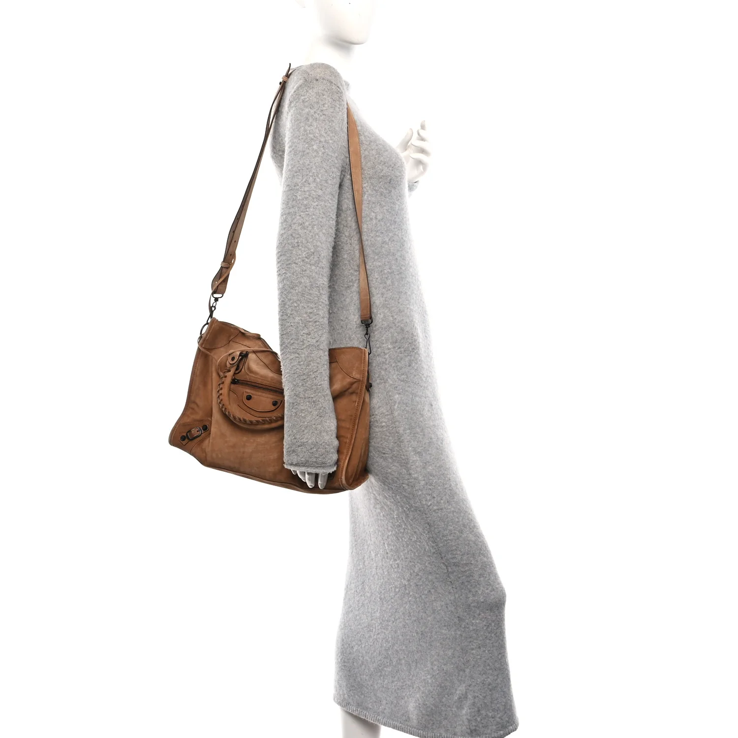 Waxed Suede Calfskin Classic Hardware Medium Le City Camel - Image 2