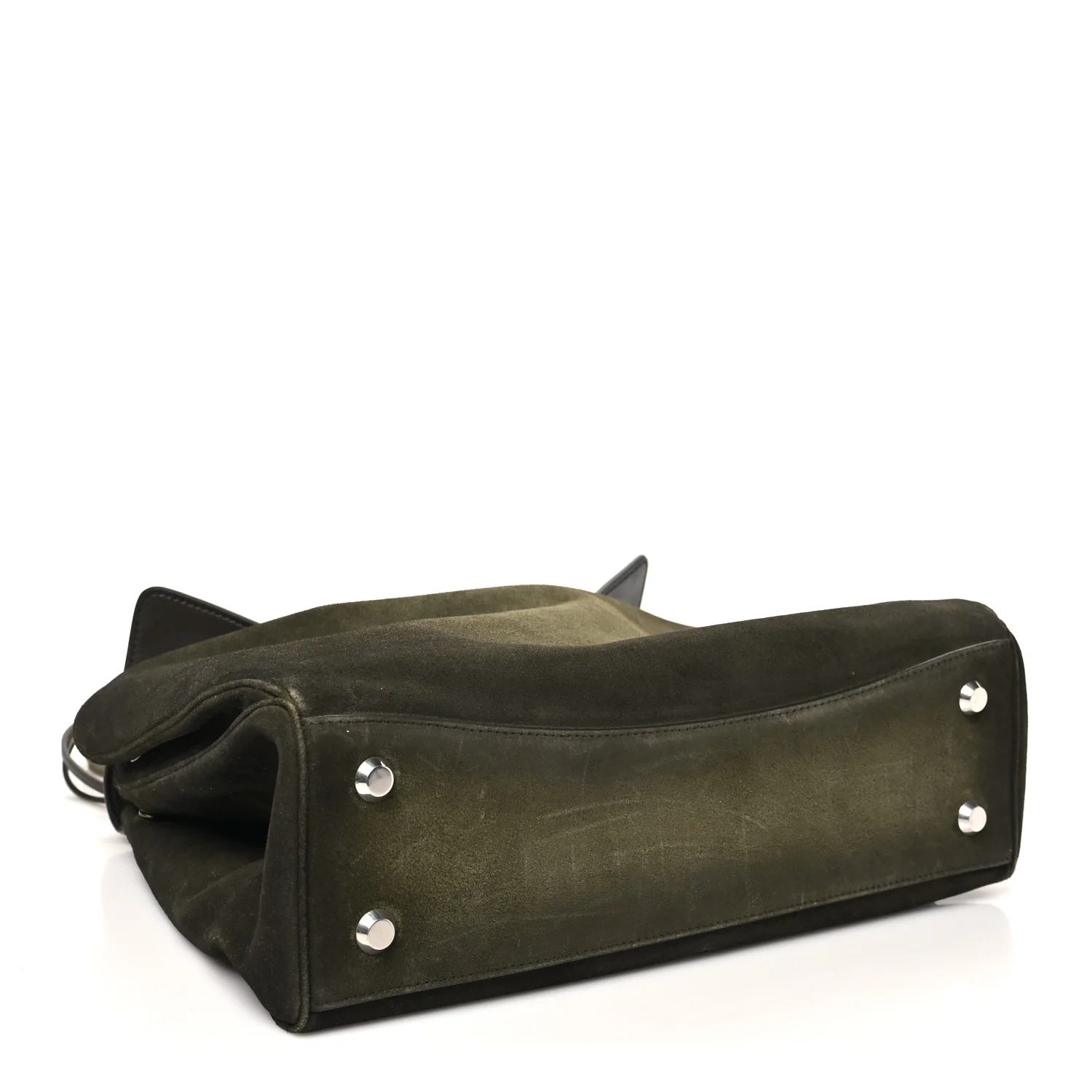 Waxed Suede Calfskin Medium Rodeo Top Handle Handbag Khaki - Image 3
