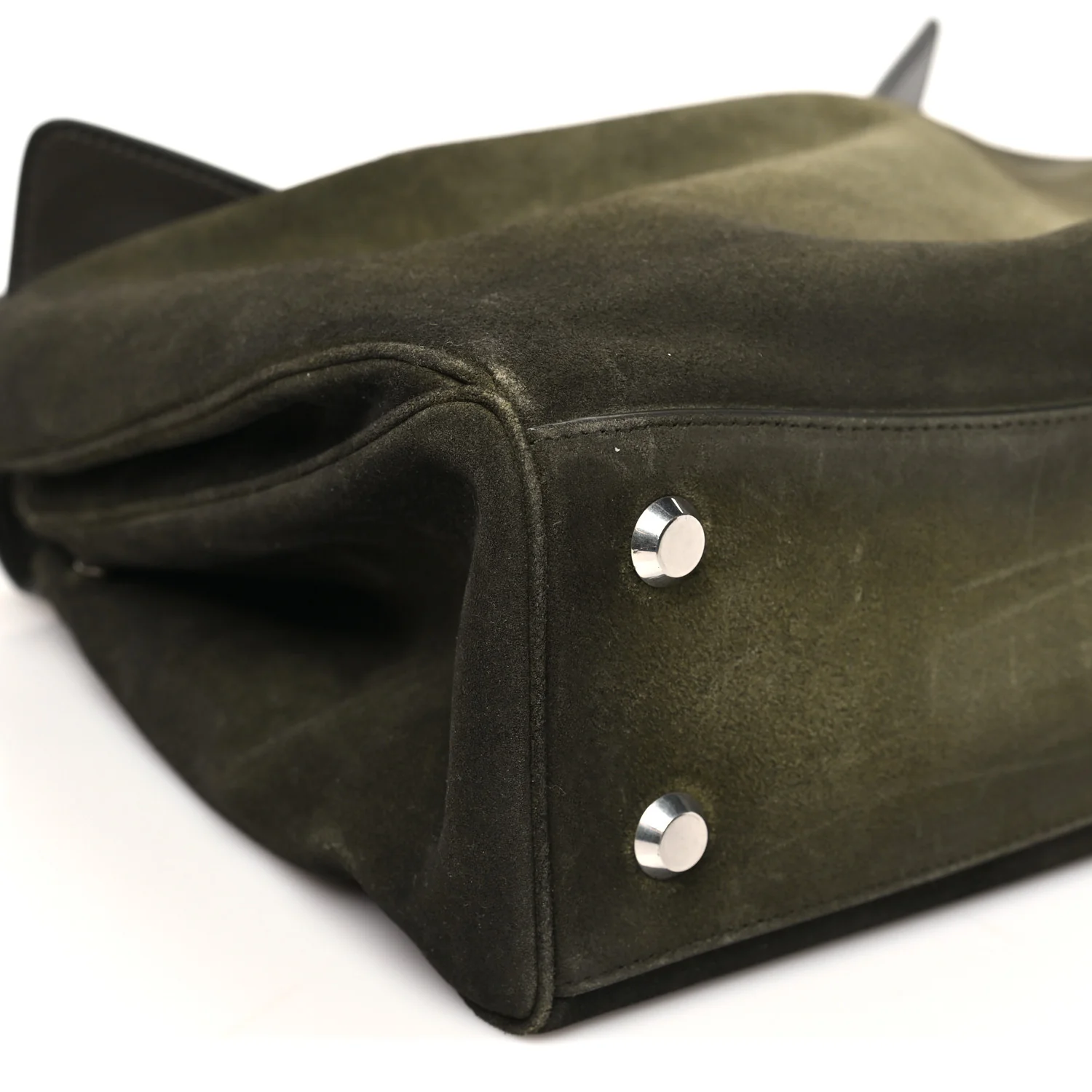 Waxed Suede Calfskin Medium Rodeo Top Handle Handbag Khaki - Image 7