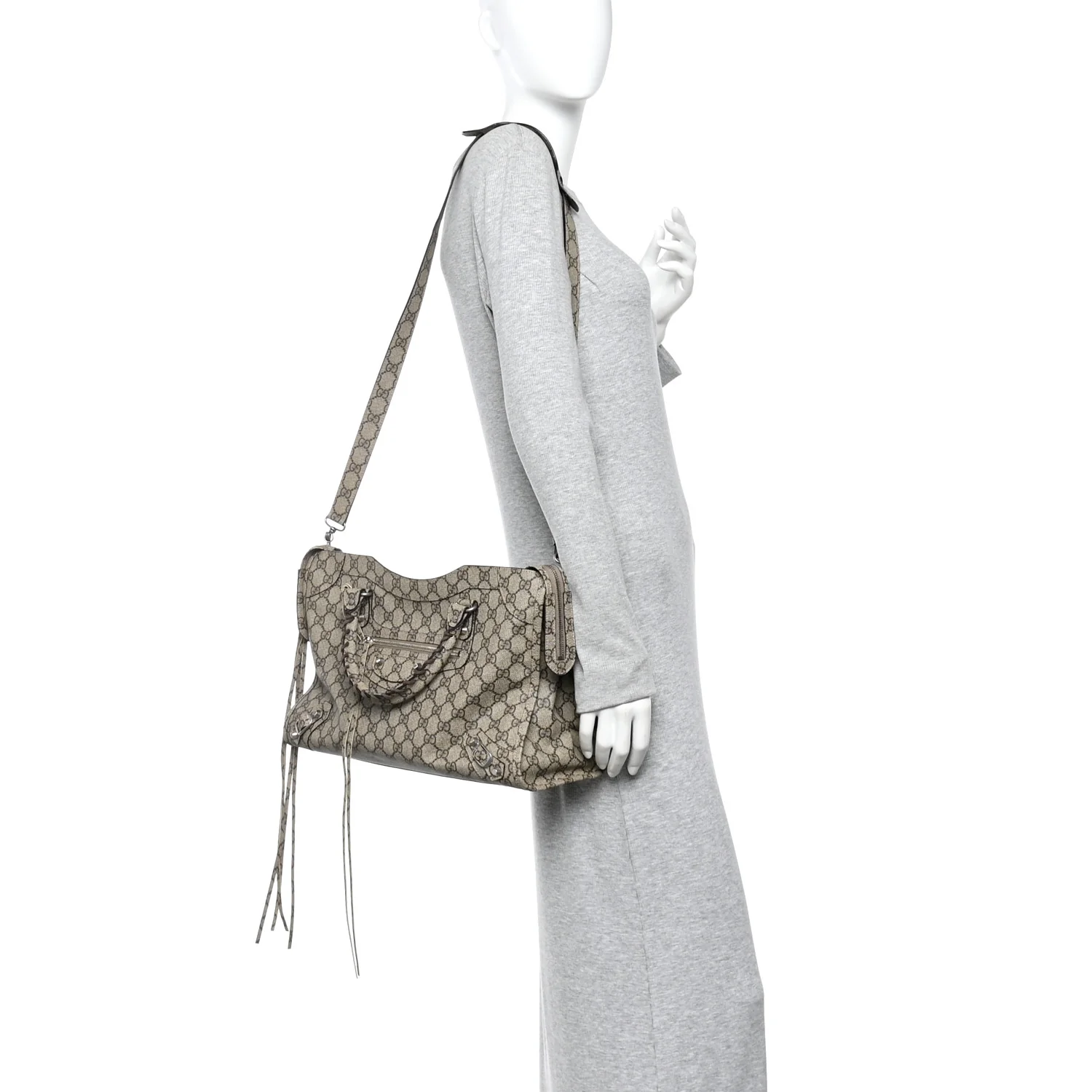 X GUCCI GG Supreme Monogram Neo Classic Silver Hardware City Beige Ebony - Image 2