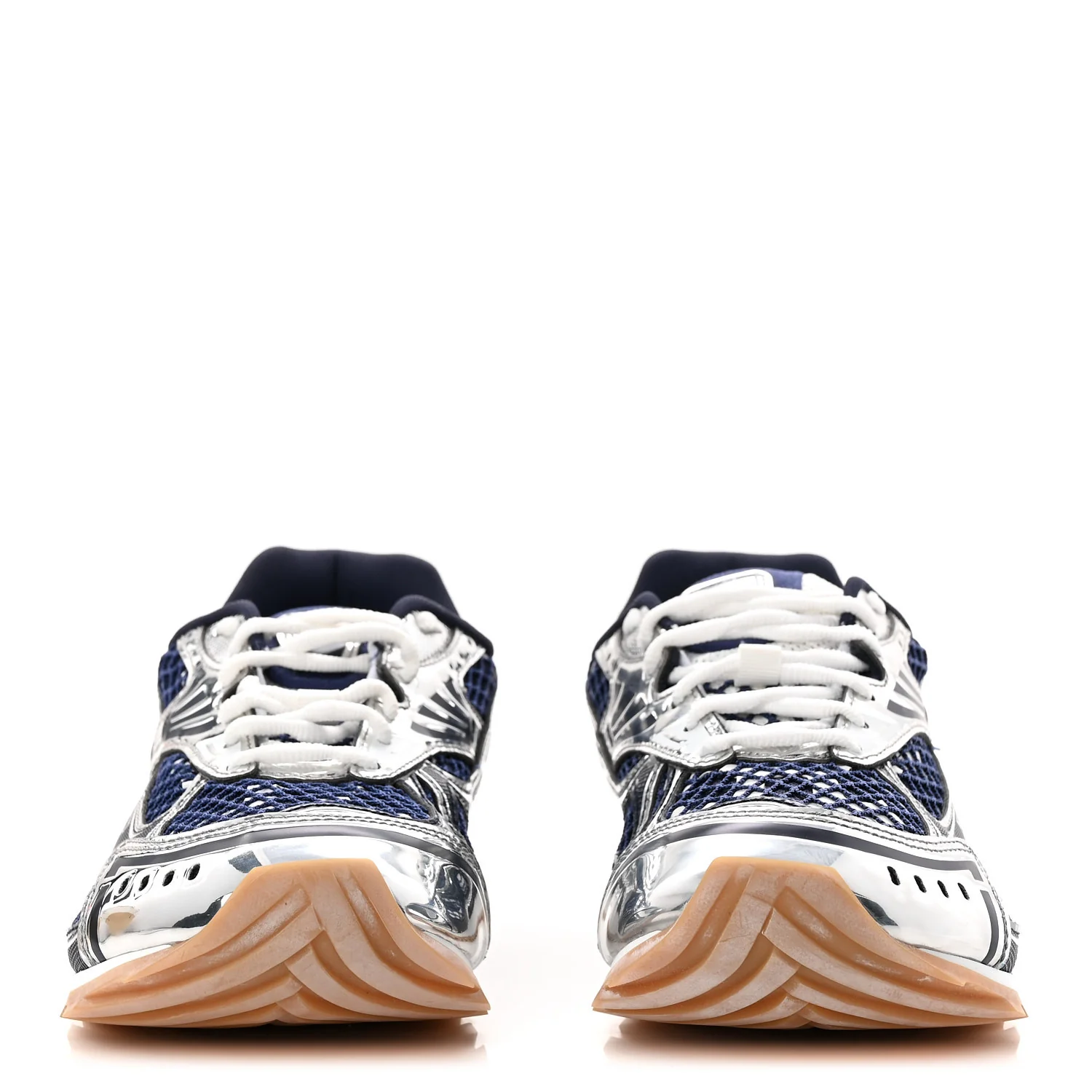 Calfskin Fishnet Fabric Orbit Sneakers 39 Navy Silver - Image 3