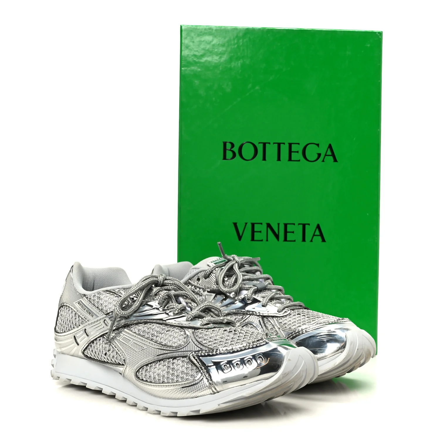 Calfskin Fishnet Fabric Orbit Sneakers 39 Silver - Image 10