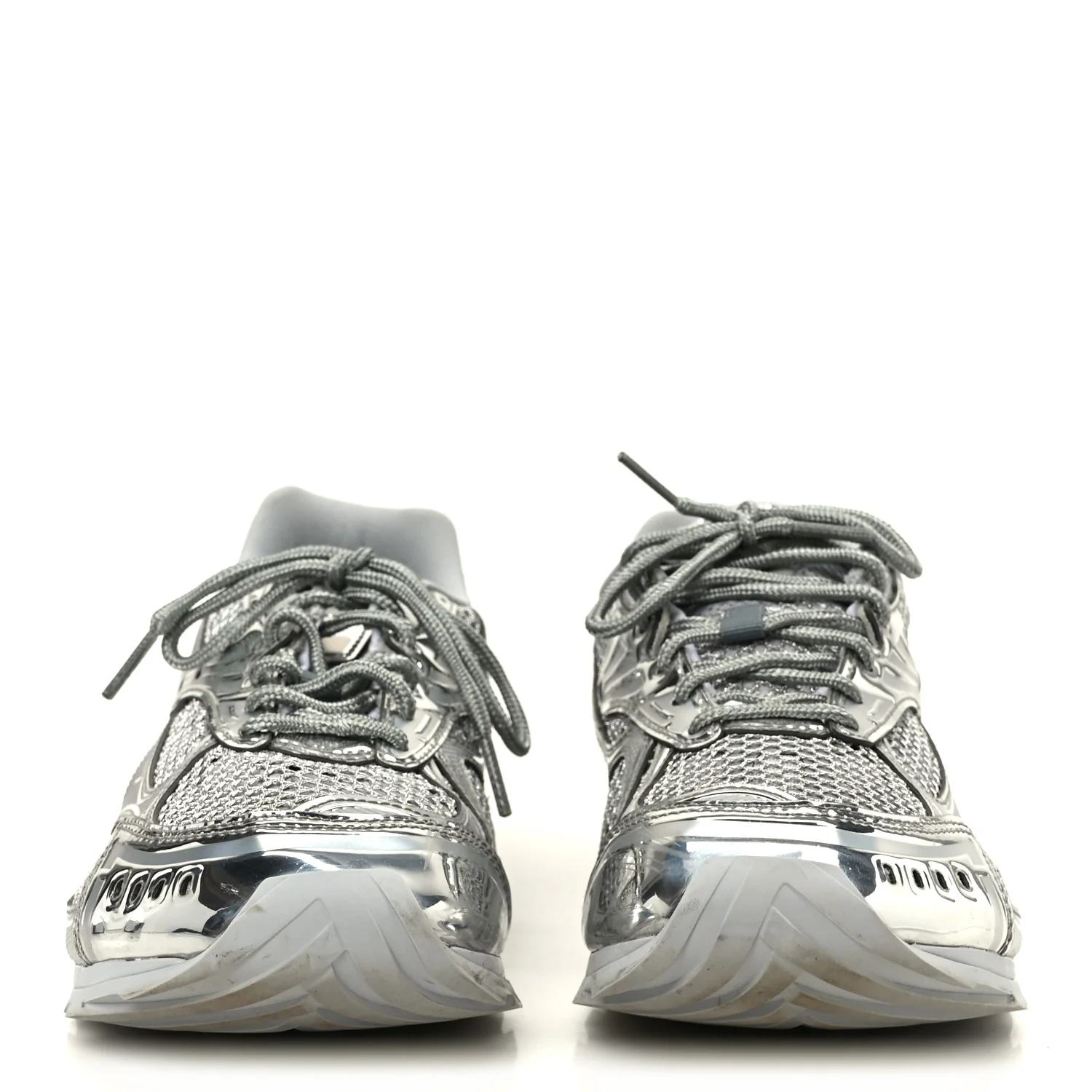 Calfskin Fishnet Fabric Orbit Sneakers 39 Silver - Image 3
