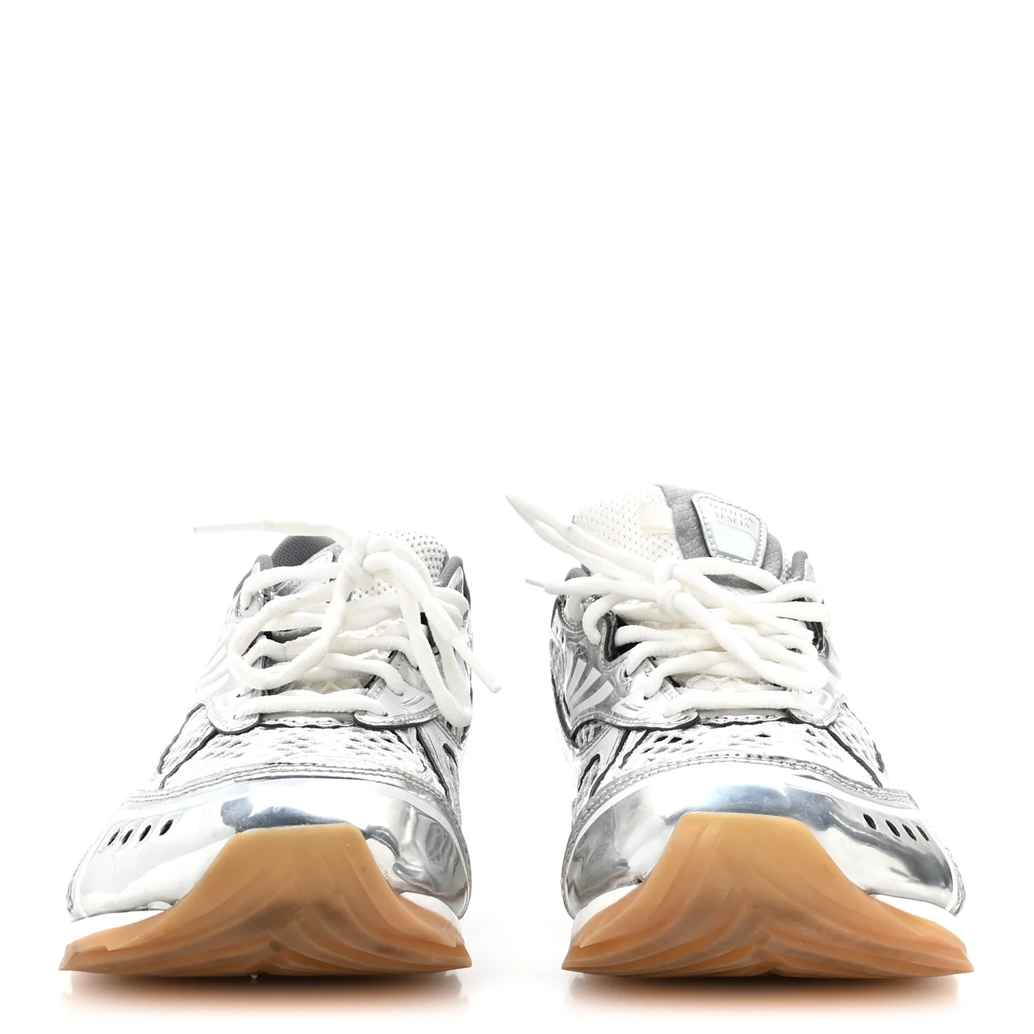 Calfskin Fishnet Fabric Orbit Sneakers 40 Silver White - Image 3