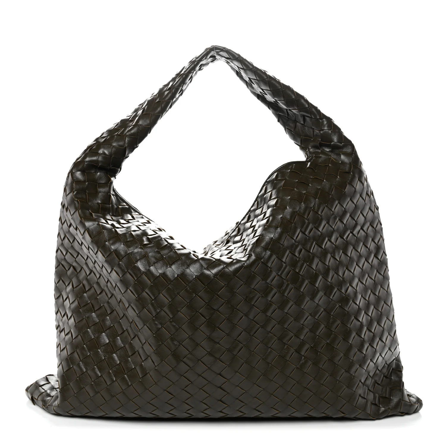Calfskin Intrecciato Large Hop Kaki