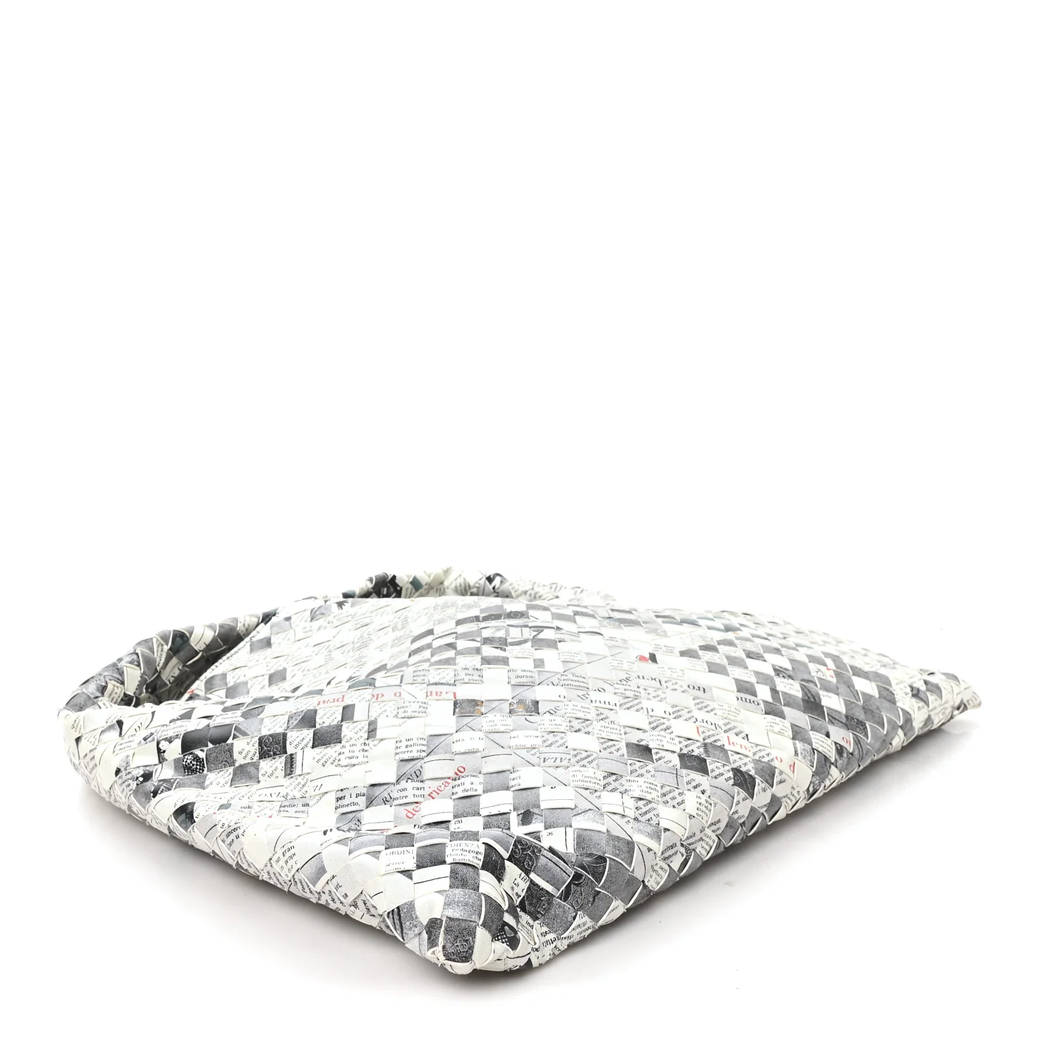 Calfskin Intrecciato Newspaper Print Large Hop Grey Black Multicolor - Image 4