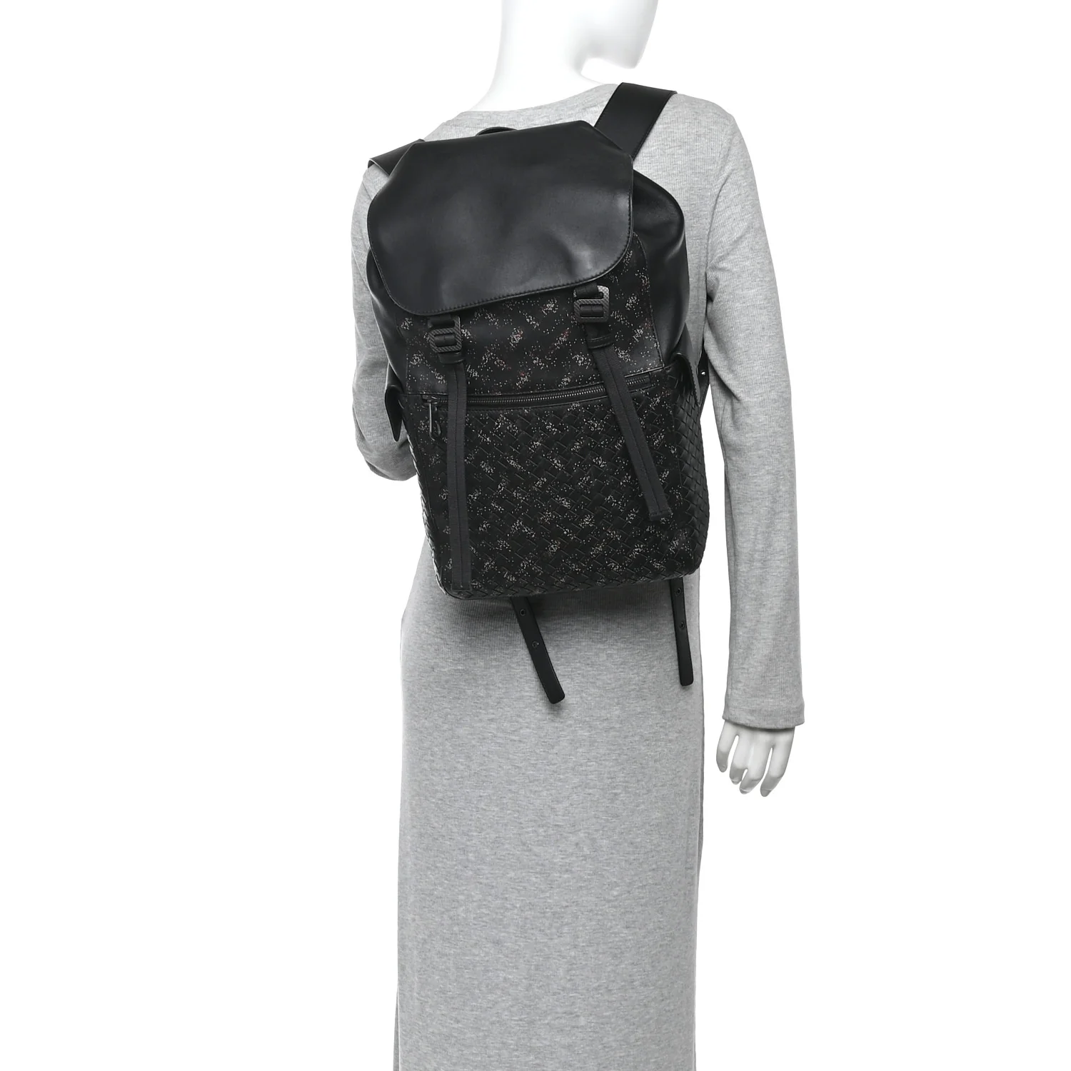 Calfskin Intrecciato Sassolungo Backpack Black Multicolor - Image 2