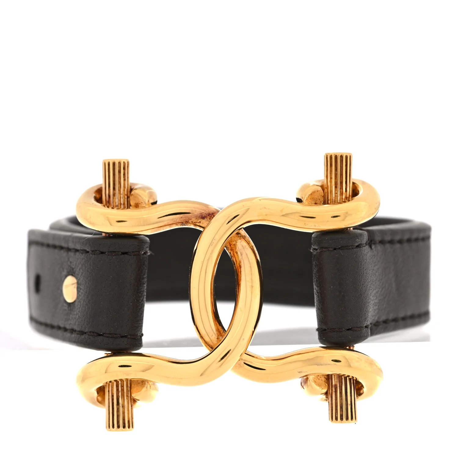 Calfskin Metal Knot Wrap Bracelet Fondant Gold