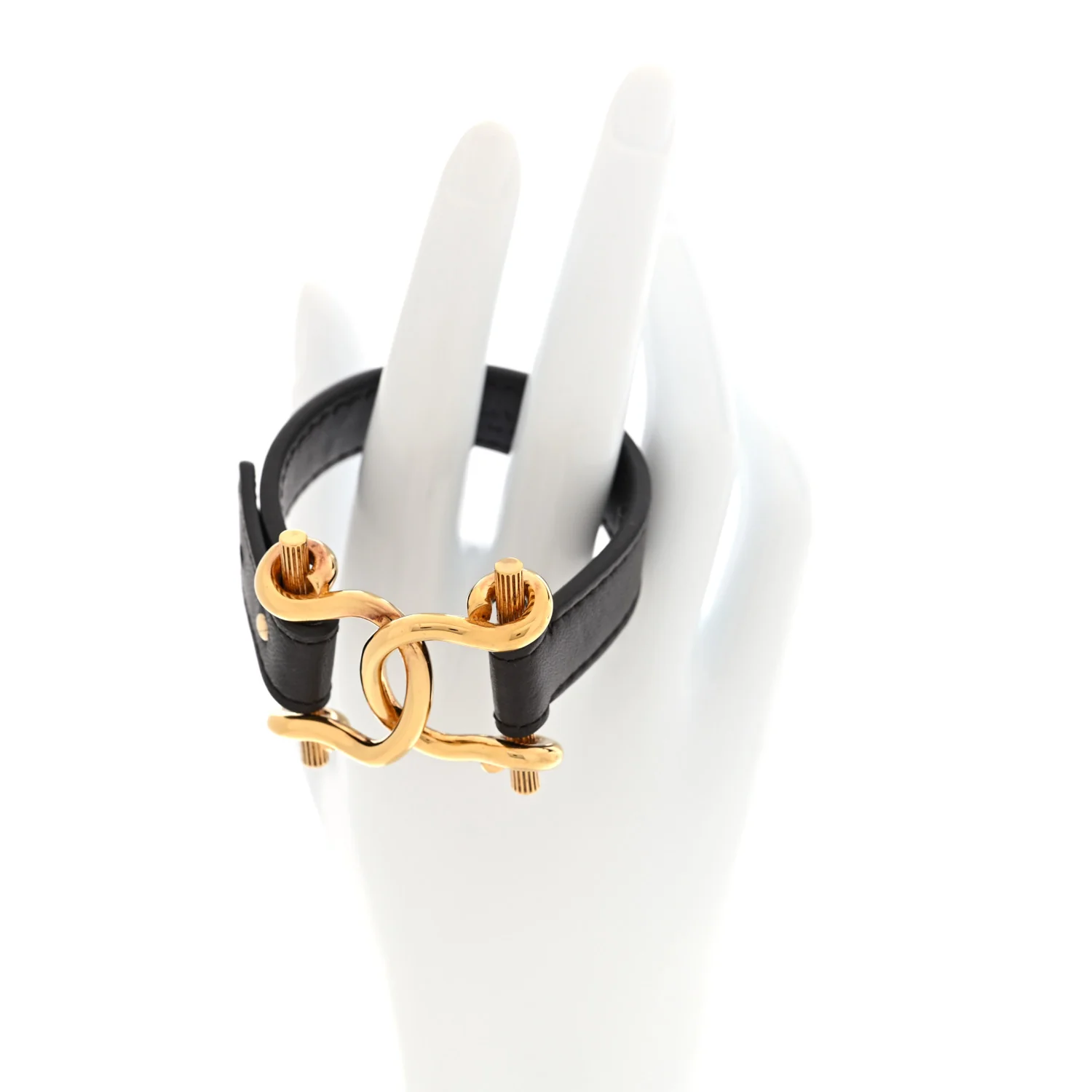 Calfskin Metal Knot Wrap Bracelet Fondant Gold - Image 2