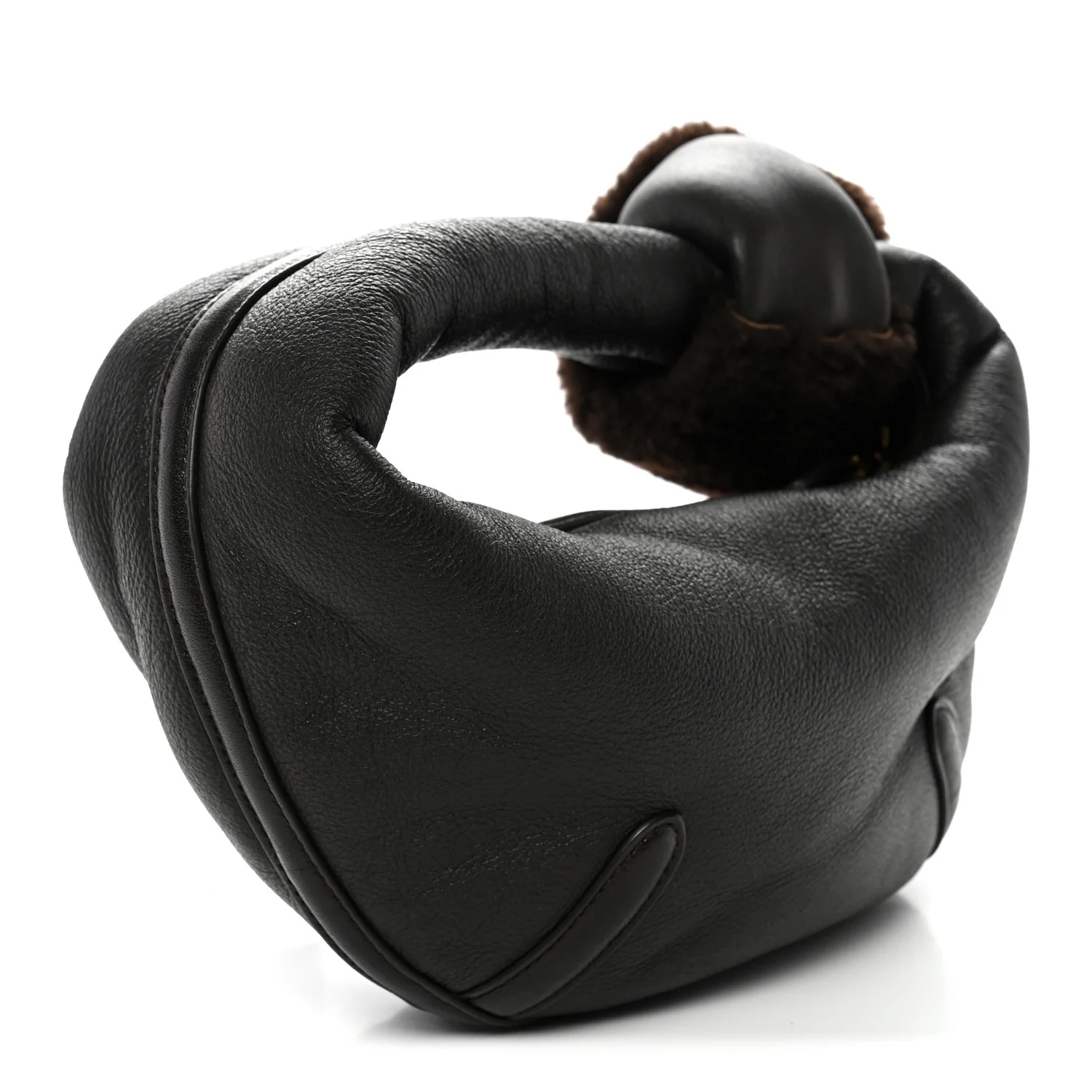 Calfskin Shearling Aviator Mini Jodie Dark Brown Fondant - Image 3
