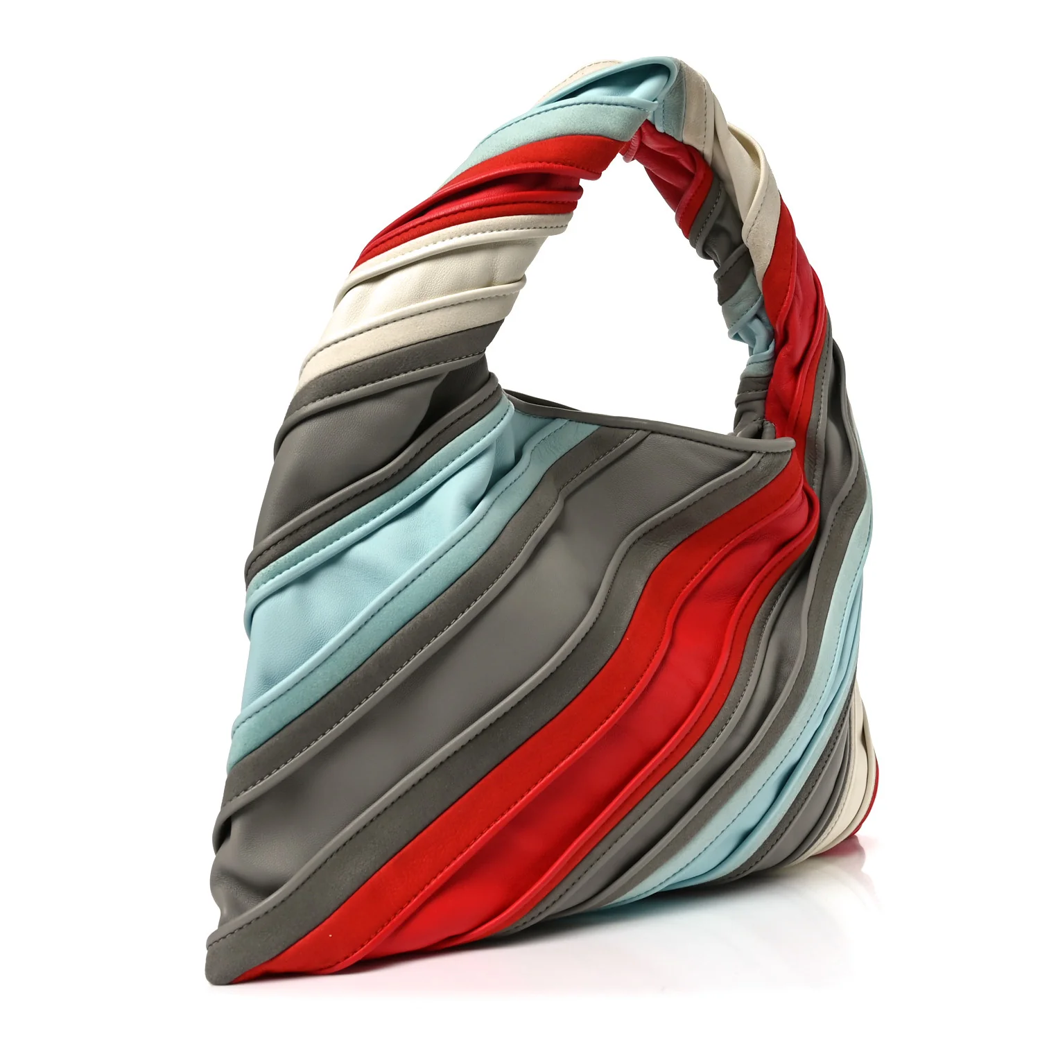 Calfskin Striped Small Hop Ivory Multicolor - Image 3