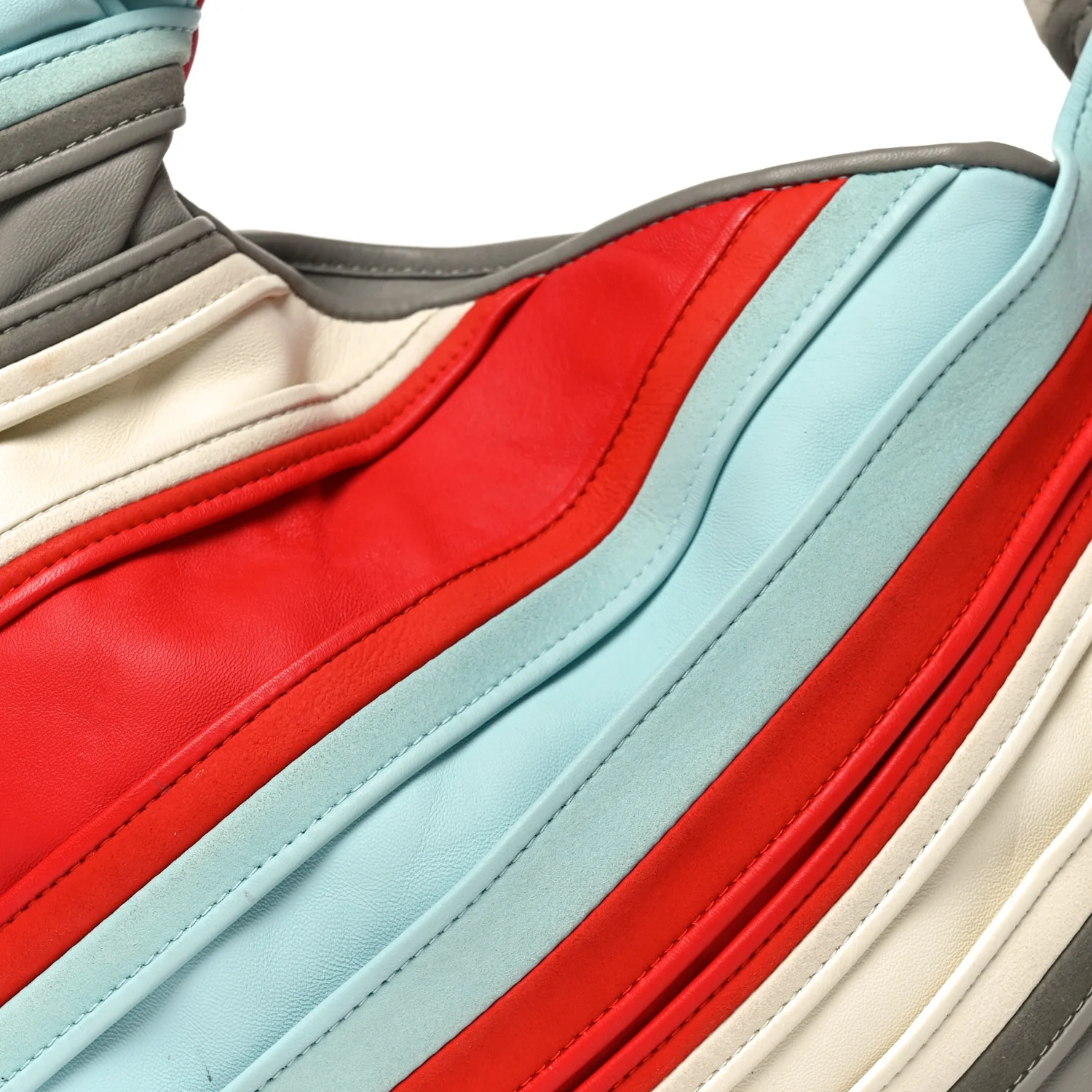 Calfskin Striped Small Hop Ivory Multicolor - Image 9