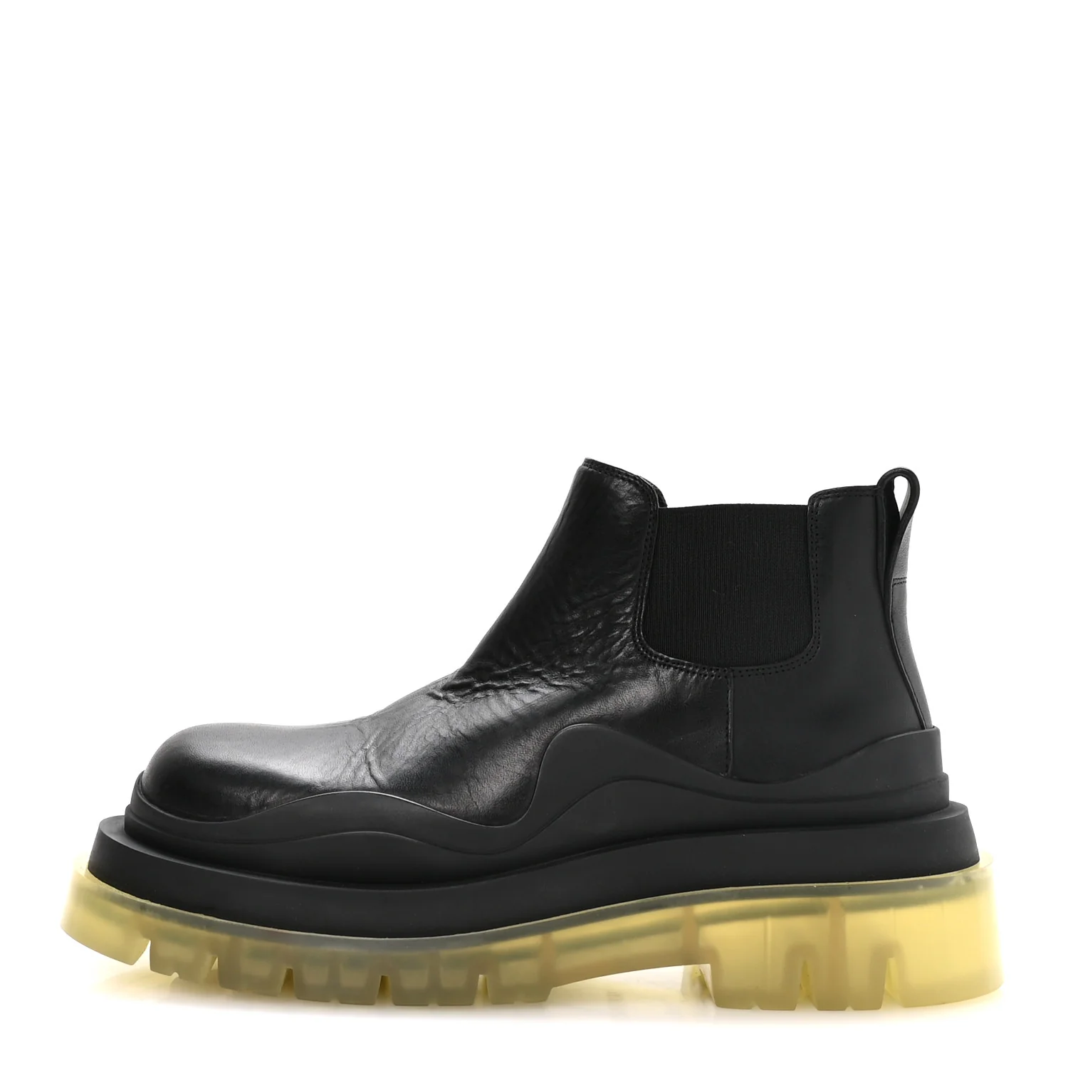 Calfskin The Tire Cropped Chelsea Short Boots 37 Black Transparent