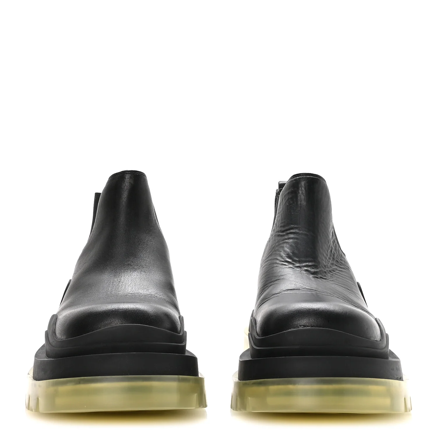 Calfskin The Tire Cropped Chelsea Short Boots 37 Black Transparent - Image 3