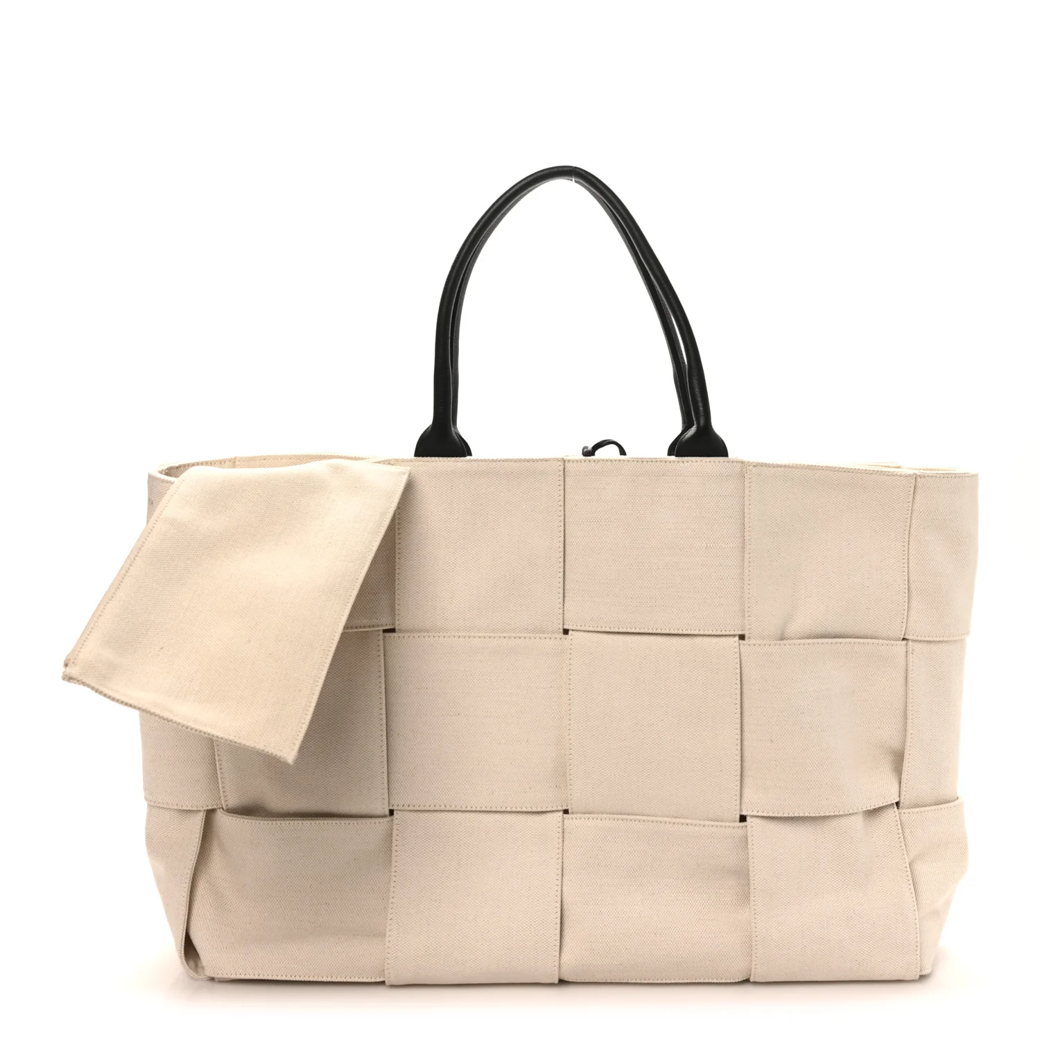 Canvas Maxi Intrecciato Large Arco Tote Beige Black - Image 3