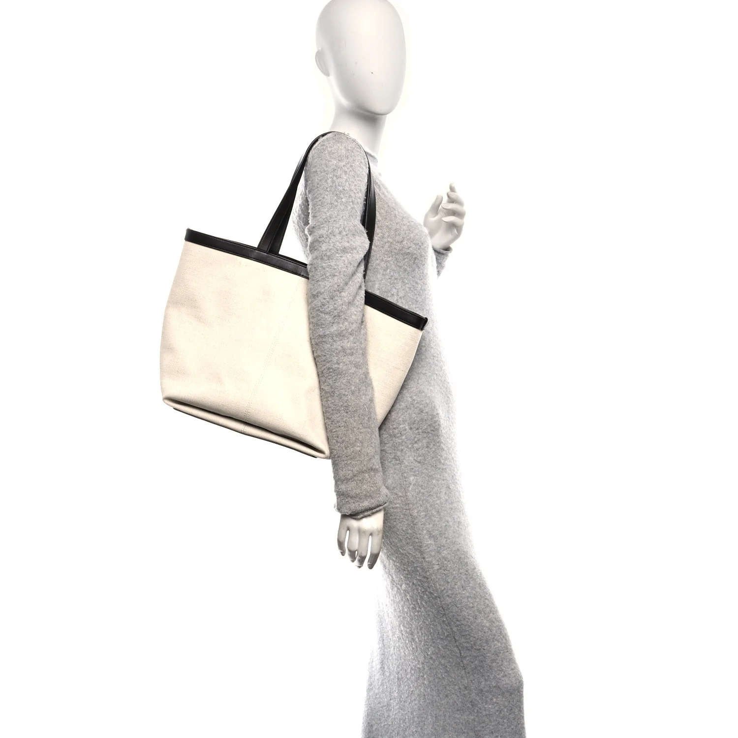 Canvas Mix Nappa Intrecciato Flip Flap Tote Natural Fondant - Image 2