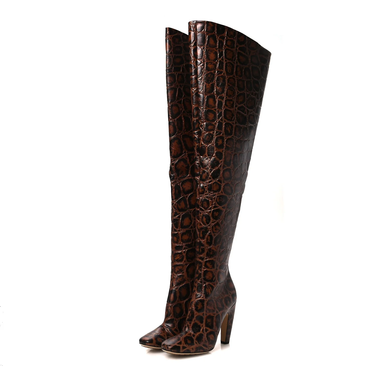 Croc Effect Canalazzo Over The Knee Boots 39 Barrel - Image 4