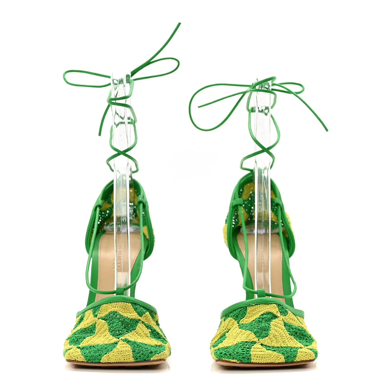 Crochet Stretch Ankle Tie Sandals 37 Kiwi Parakeet - Image 2