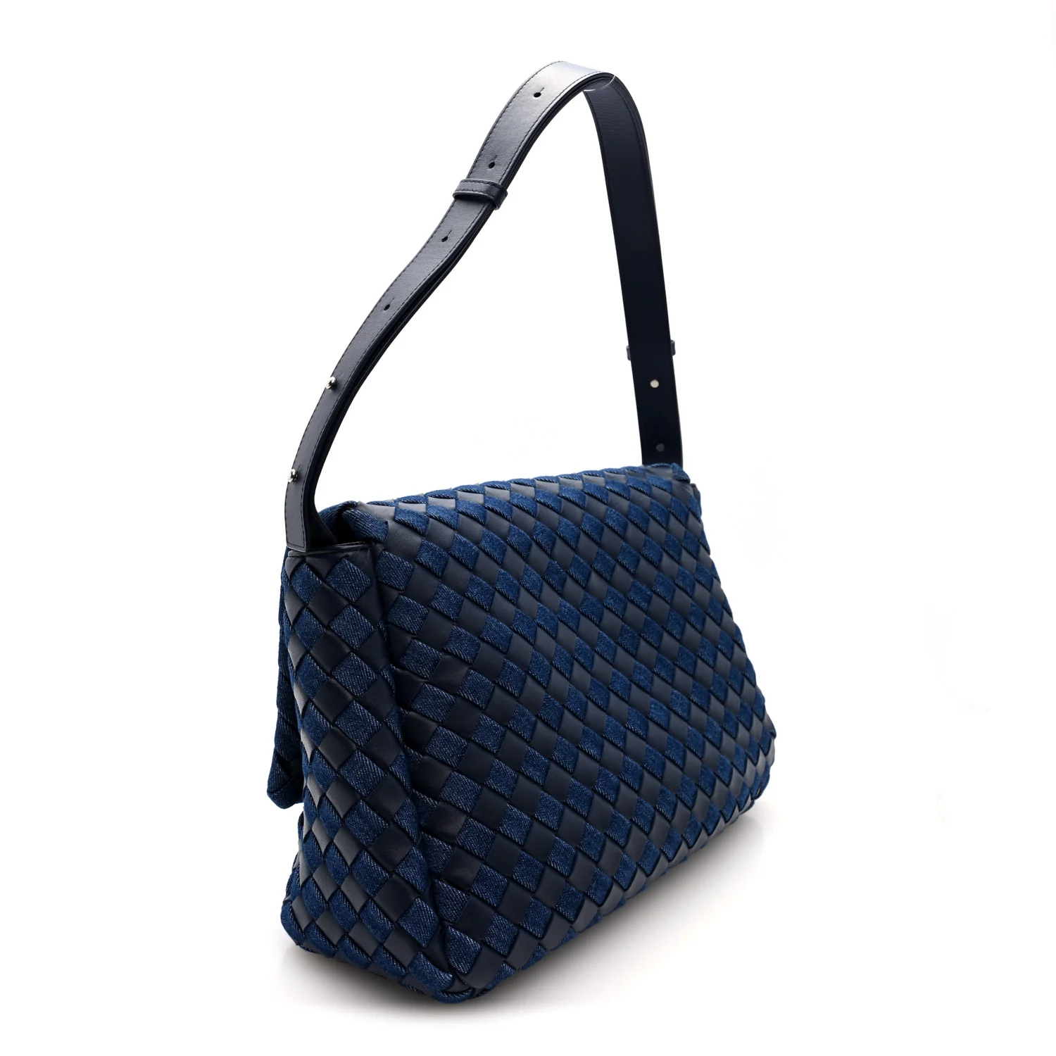 Denim Nappa Intrecciato Padded Messenger Abyss Indigo - Image 3